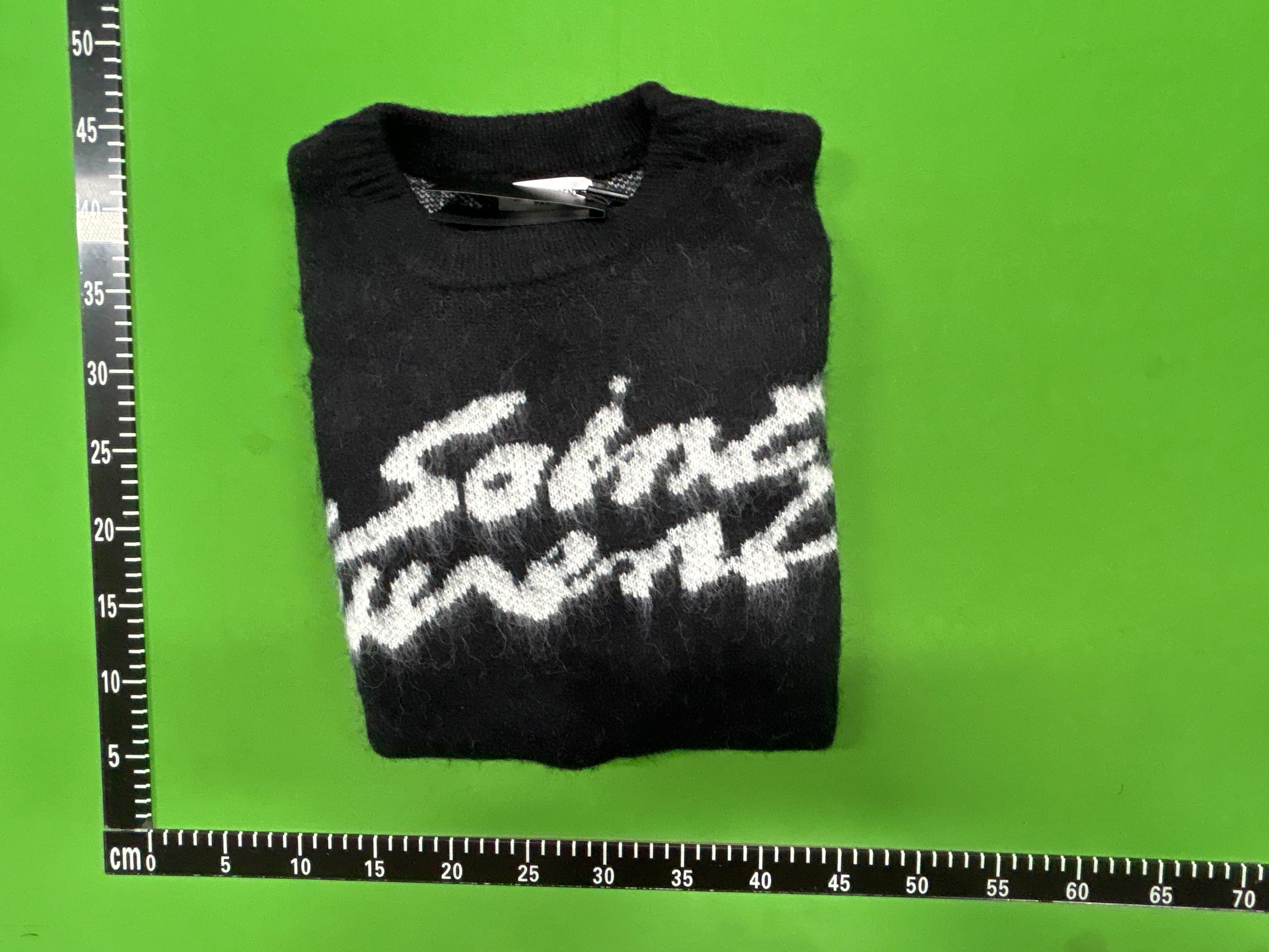 Foto QC 1 de Saint Laurent 90s Crewneck Sweater Mohair Logo Black White