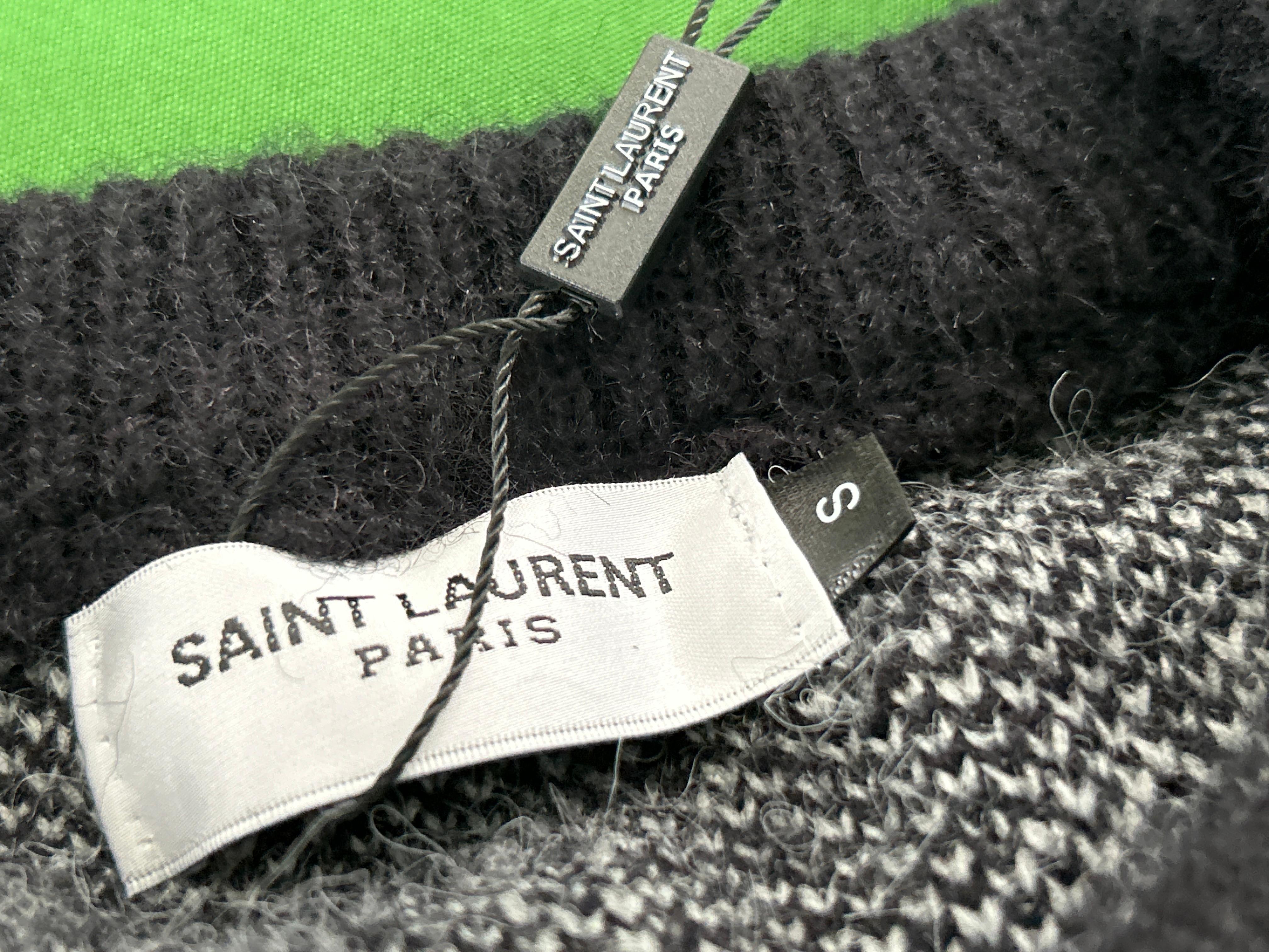 Foto QC 6 de Saint Laurent 90s Crewneck Sweater Mohair Logo Black White