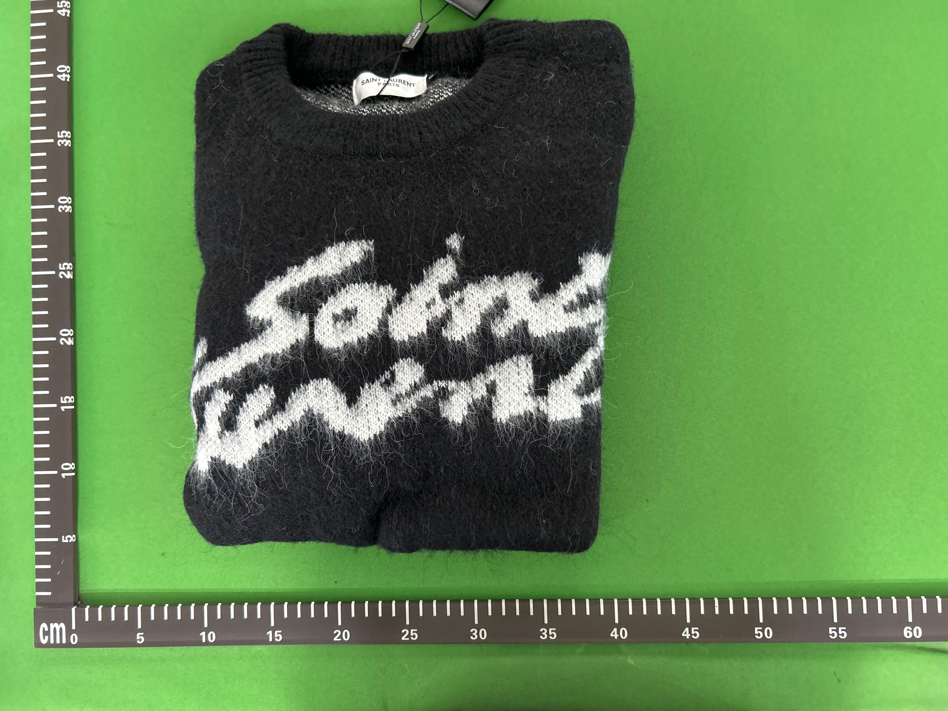 Foto QC 5 de Saint Laurent 90s Crewneck Sweater Mohair Logo Black White