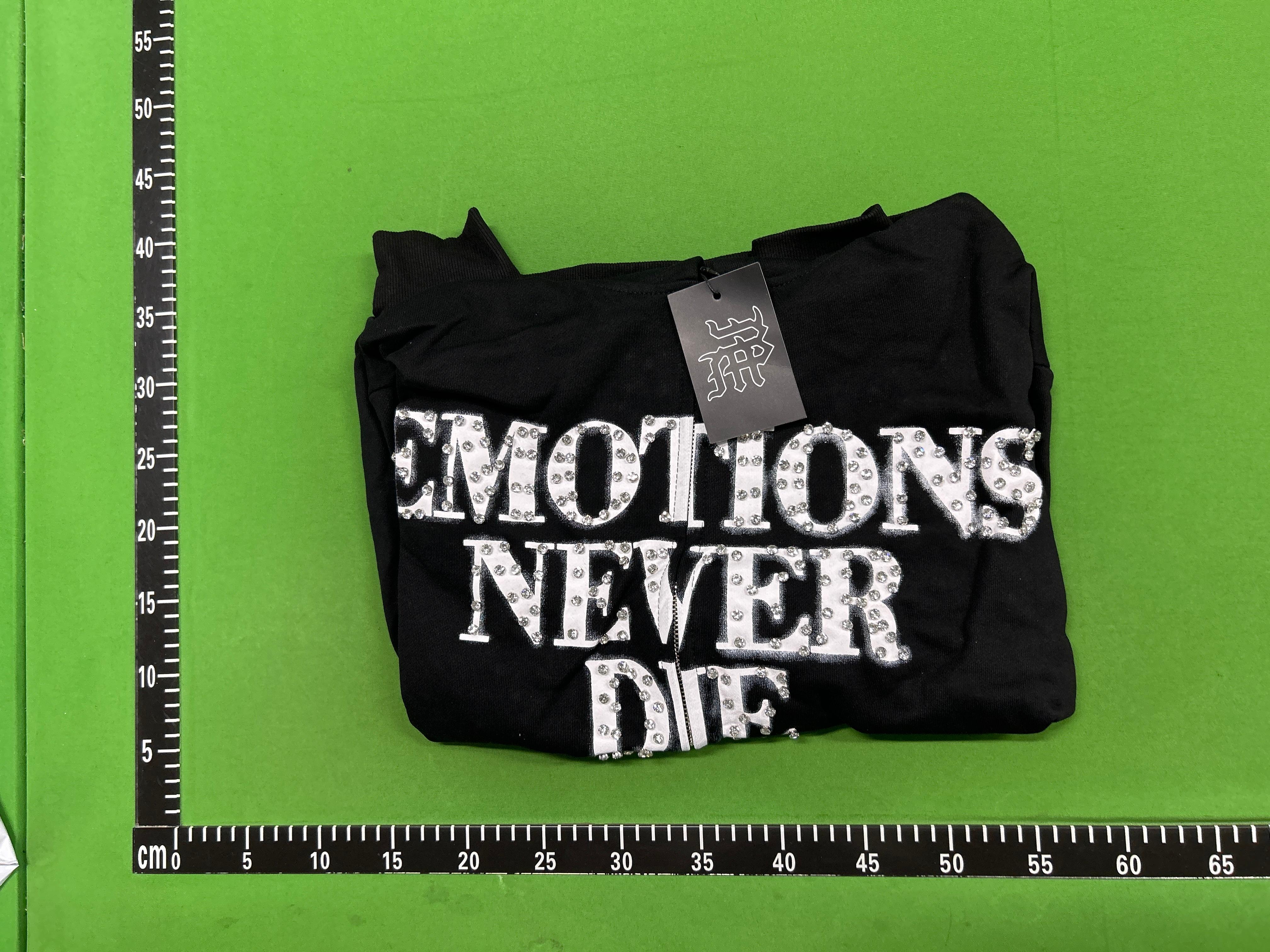 Foto QC 7 de Saint Mxxxxxx Mixed Emotions Emotions Never Die Zip Sweater Rhinestone Black