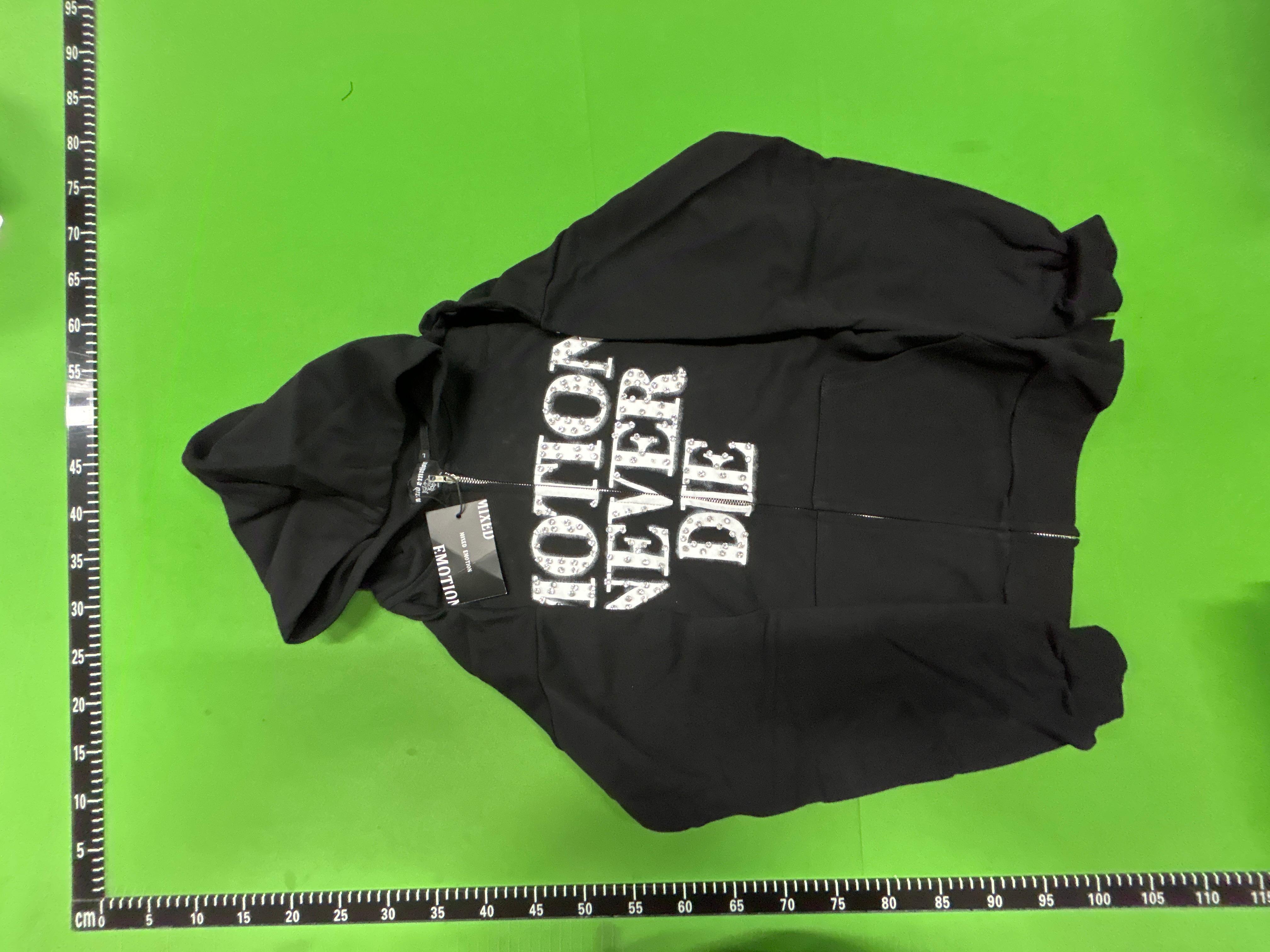 Foto QC 2 de Saint Mxxxxxx Mixed Emotions Emotions Never Die Zip Sweater Rhinestone Black