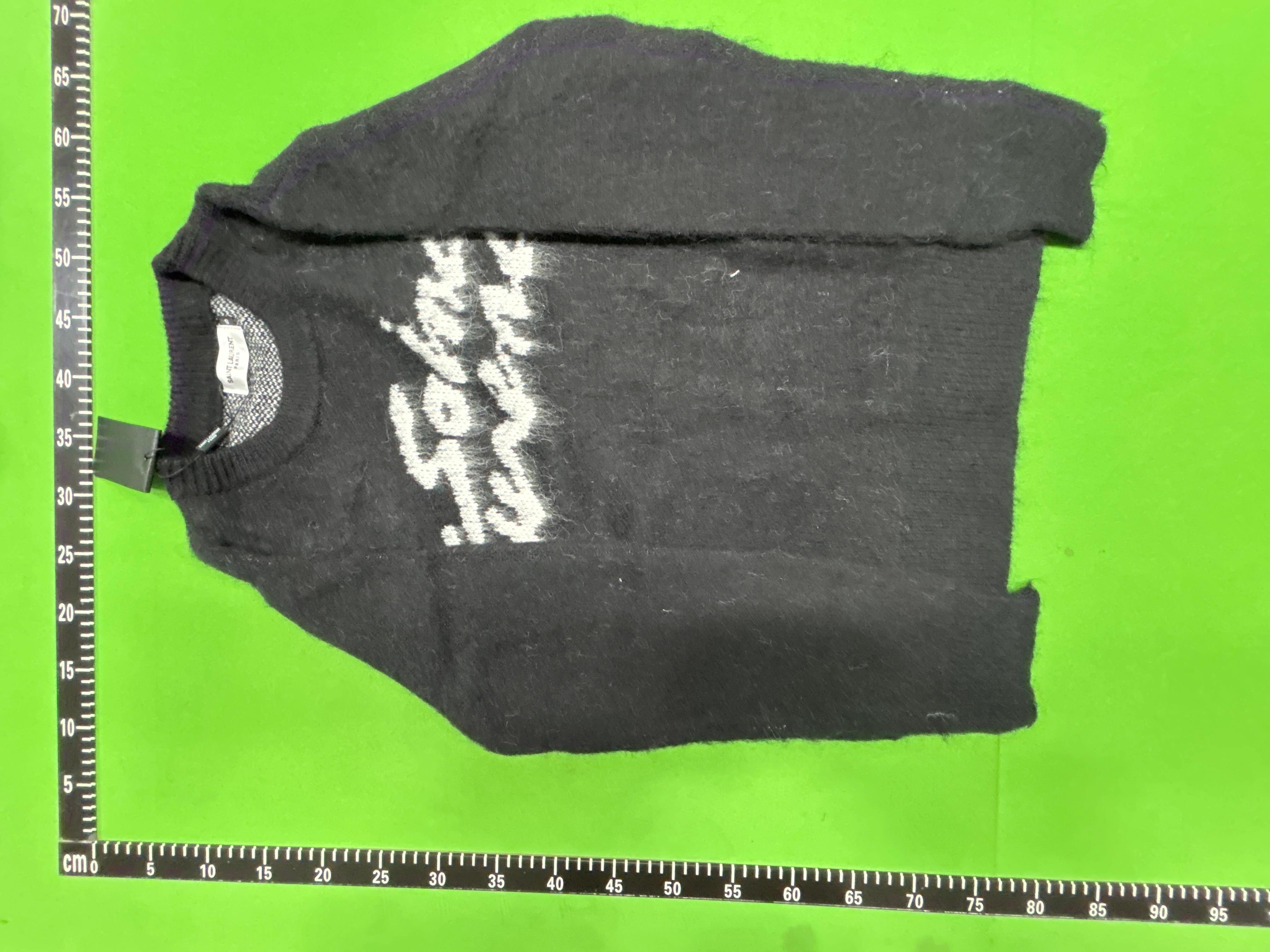 Foto QC 3 de Saint Laurent 90s Crewneck Sweater Mohair Logo Black White