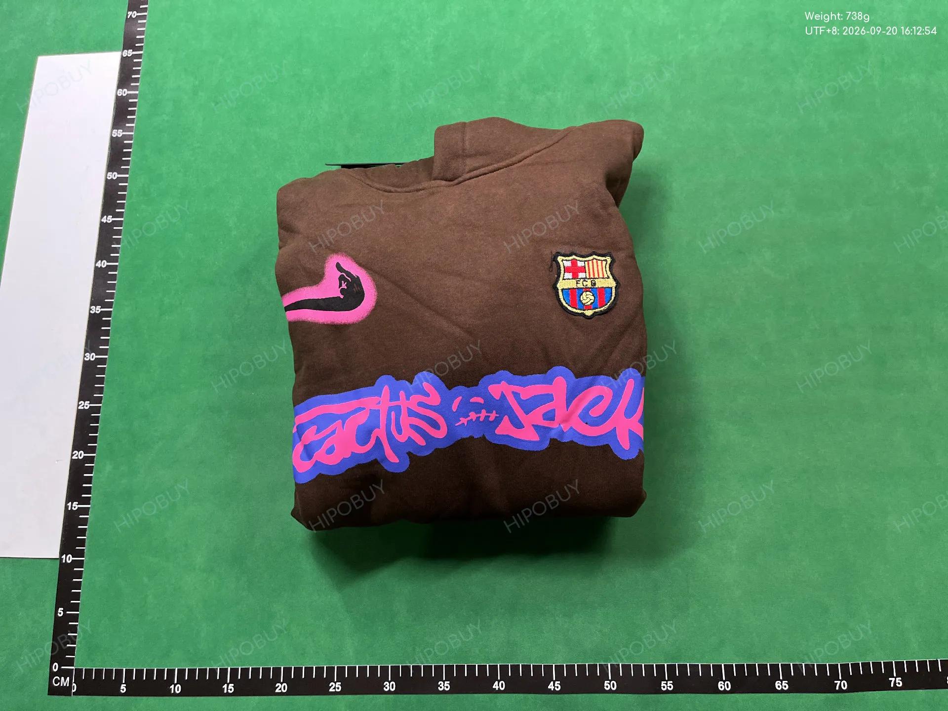Foto QC 4 de Travis Scott Cactus Jack FC Barcelona Hoodie Logo Brown