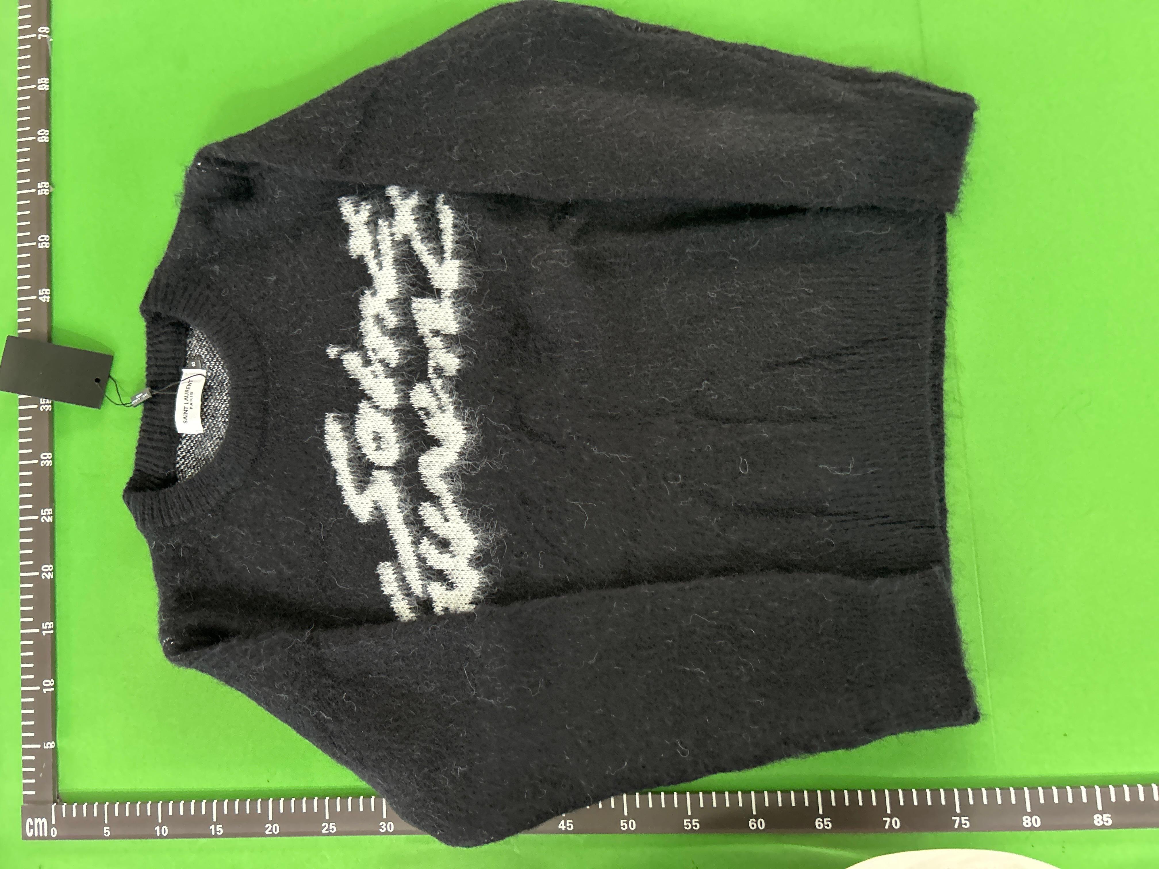 Foto QC 7 de Saint Laurent 90s Crewneck Sweater Mohair Logo Black White