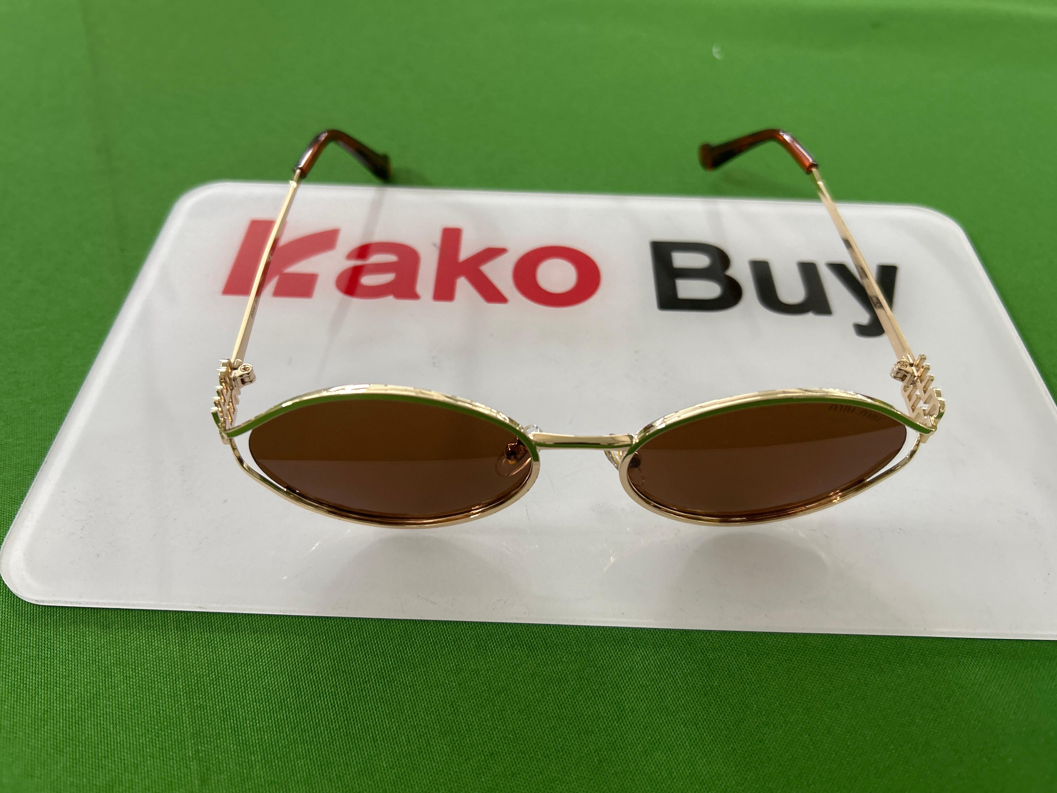 Foto QC 4 de Miu Miu Oval-Frame Metal Sunglasses Gold Brown (MU52SS)