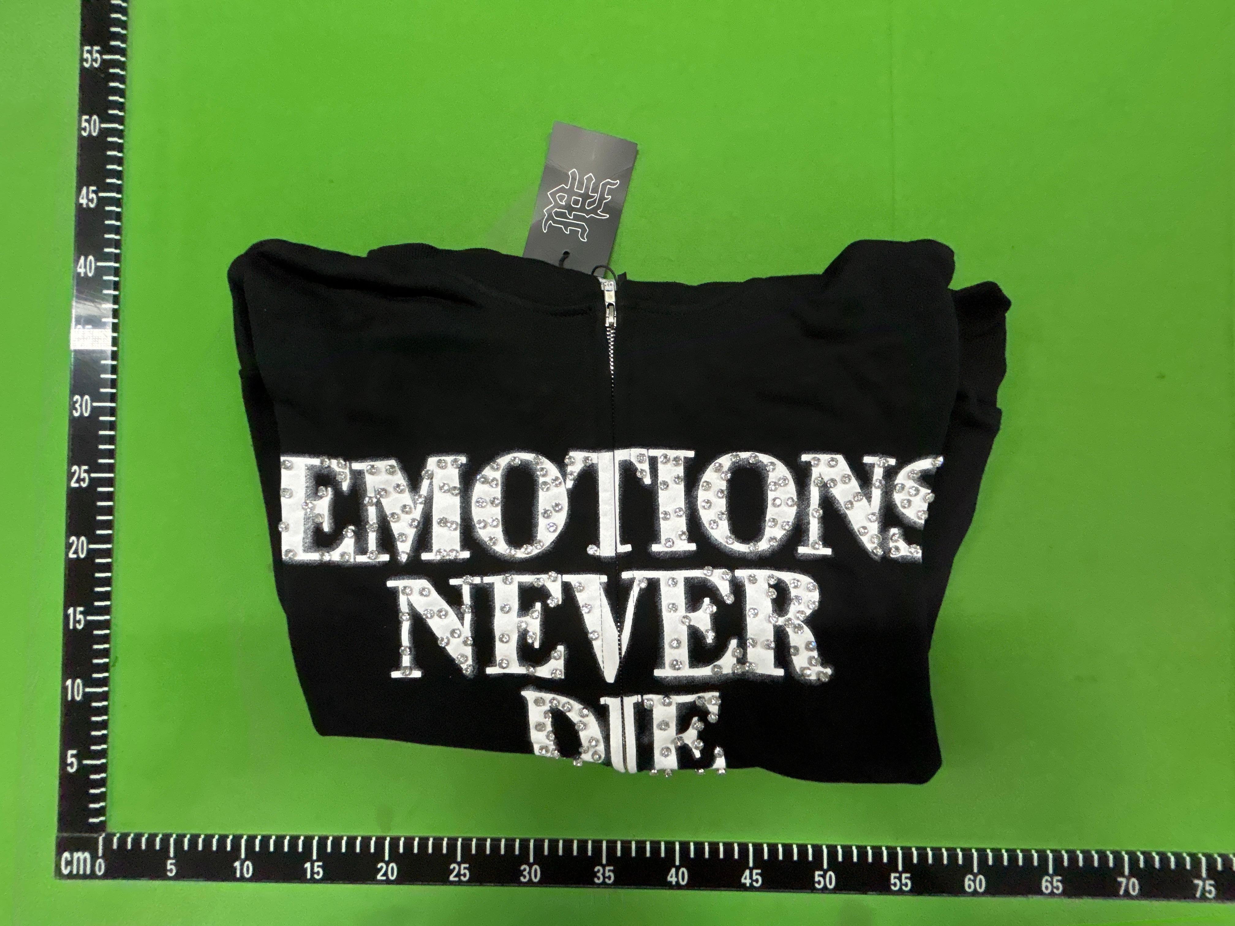 Foto QC 1 de Saint Mxxxxxx Mixed Emotions Emotions Never Die Zip Sweater Rhinestone Black
