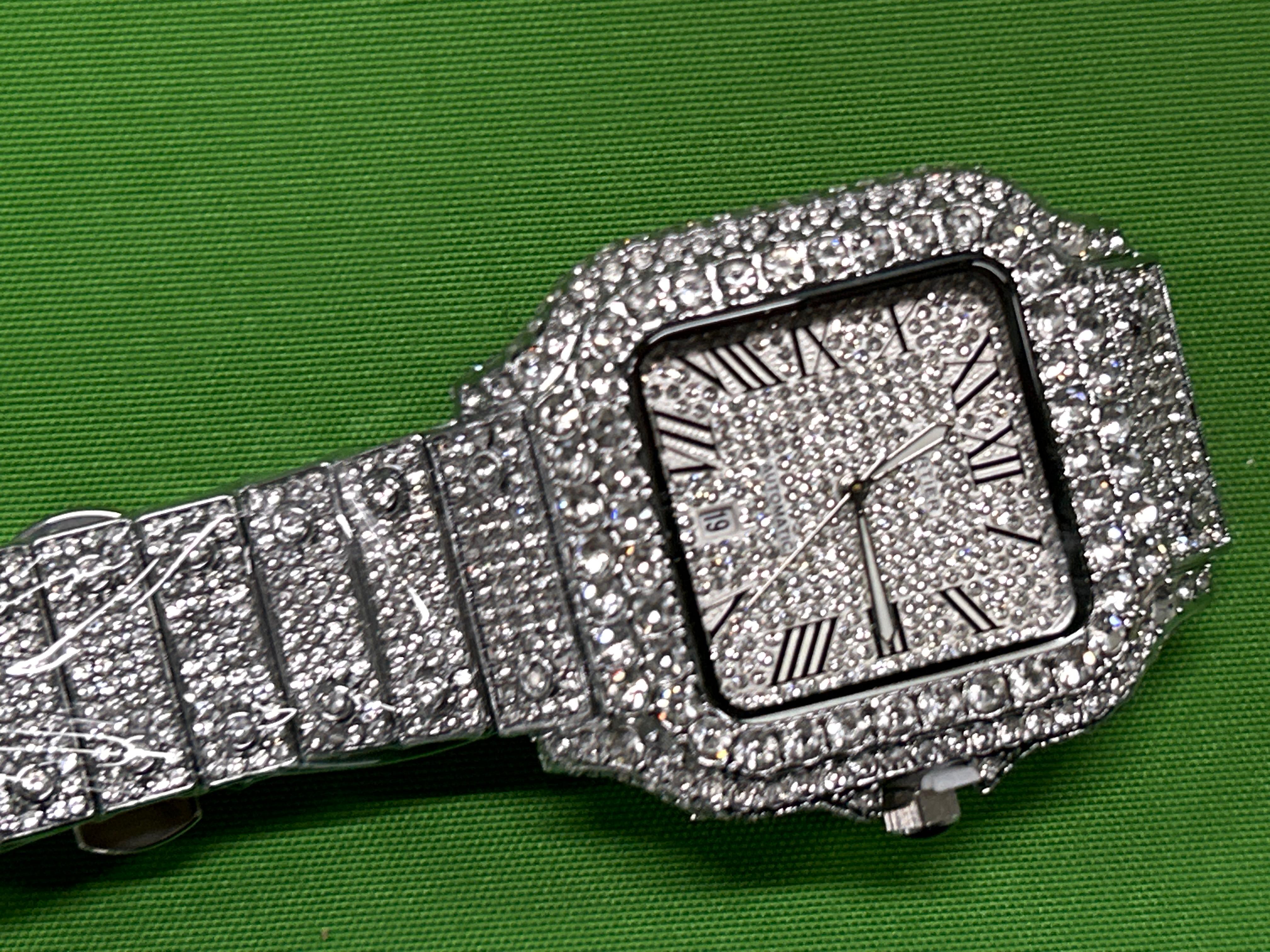 Foto QC 6 de Other Iced Out Moissanite Roman Numeral Watch