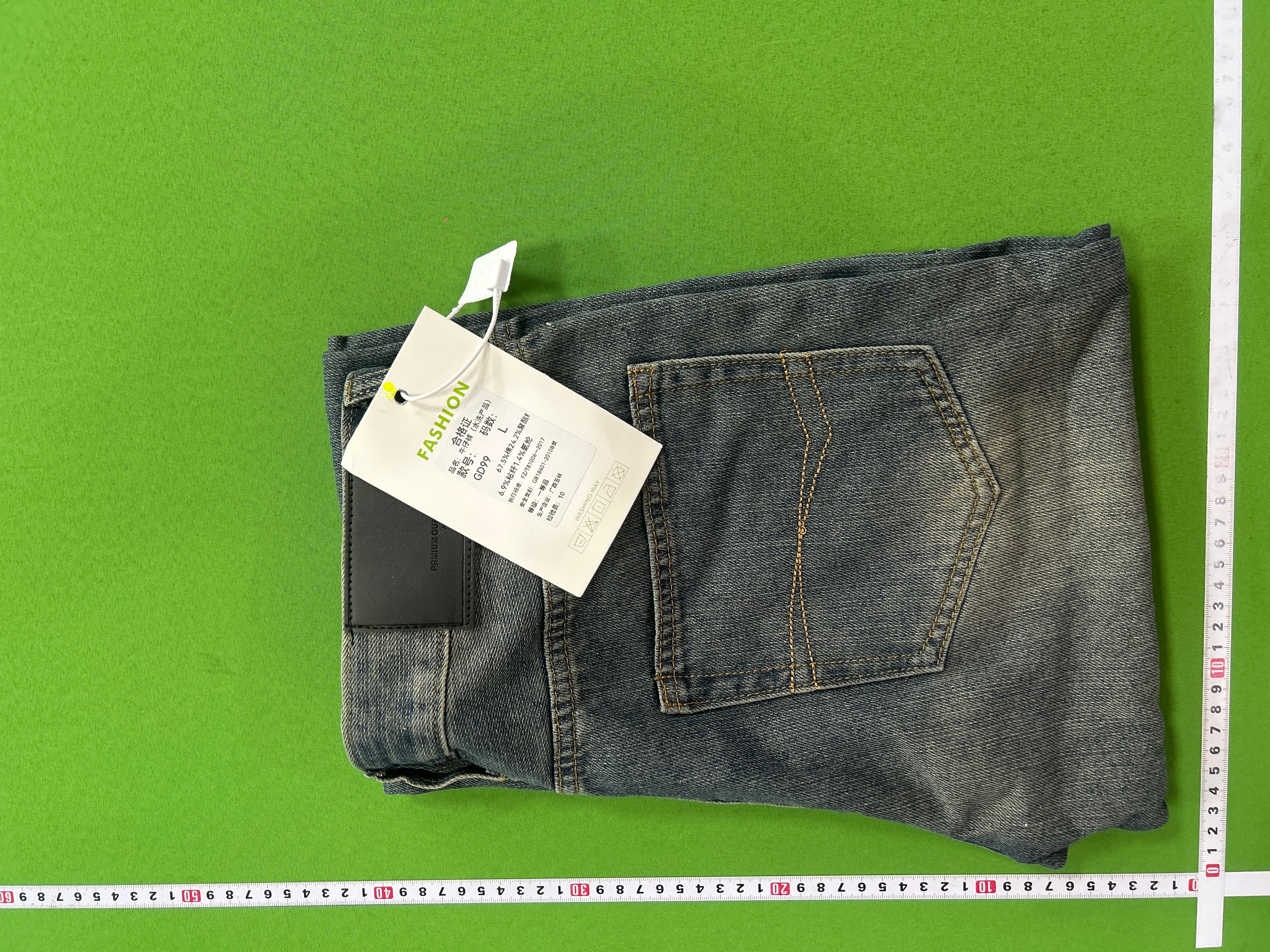 Foto QC 8 de AMBSOM Jeans Slub Sunset Wash Bootcut Blue