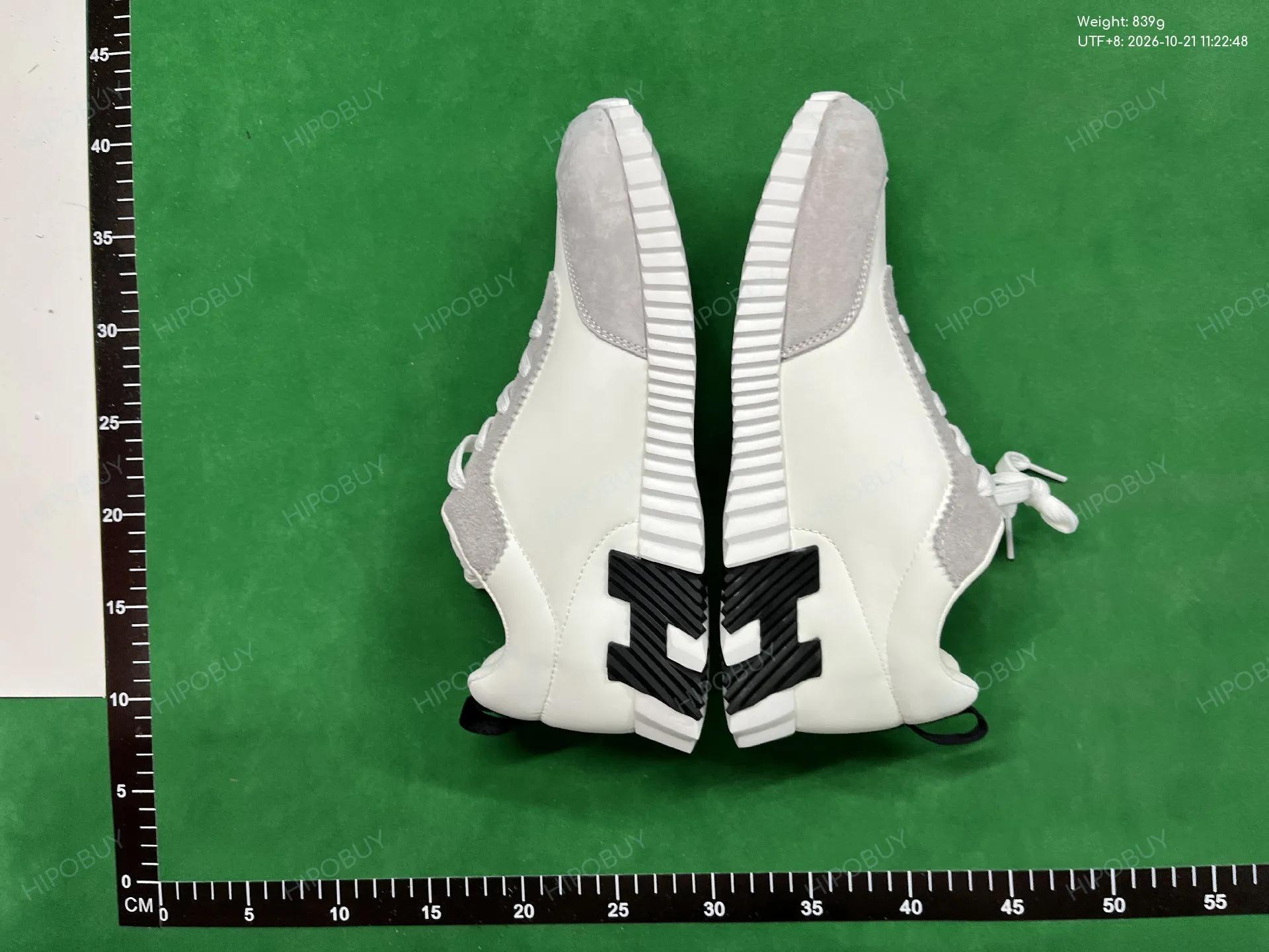 Foto QC 5 de Hermes Bouncing Technical Mesh Suede Sneakers White Grey