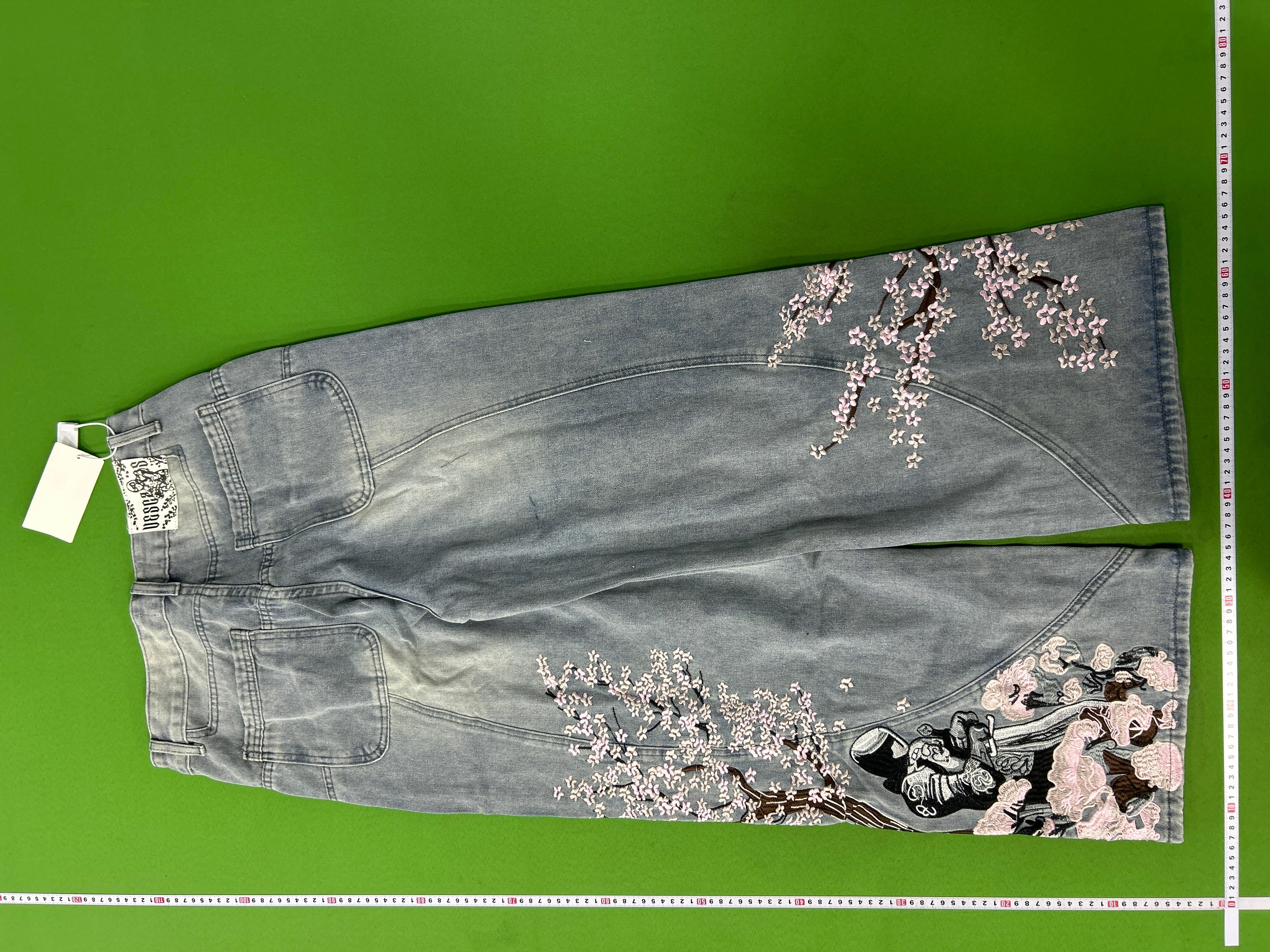 Foto QC 7 de Vescartes Jeans Wide Leg Heavy Embroidery Angel Dark Brown