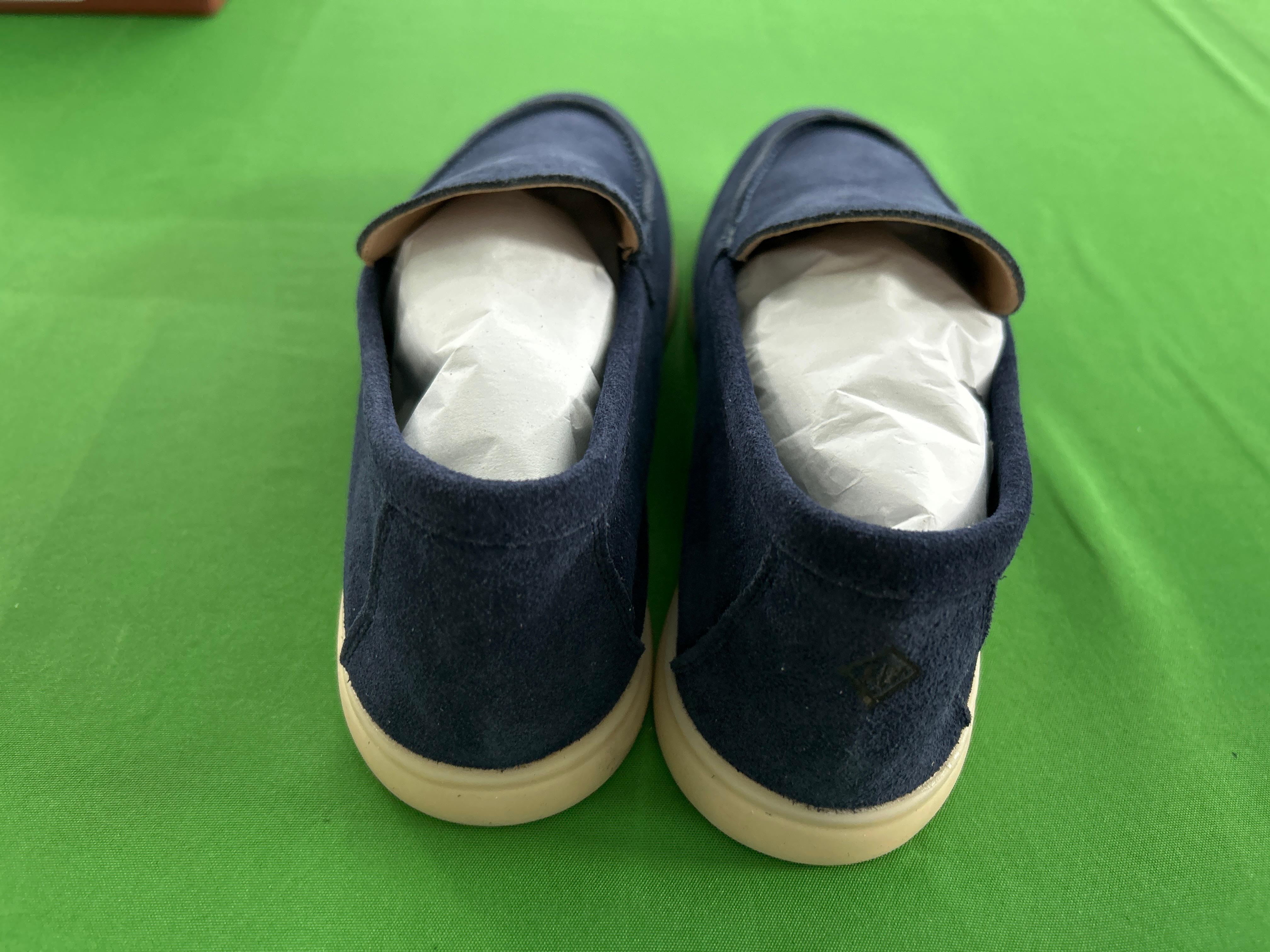 Foto QC 3 de Loro Piana Summer Walk Suede Navy Blue Slip-On Loafers