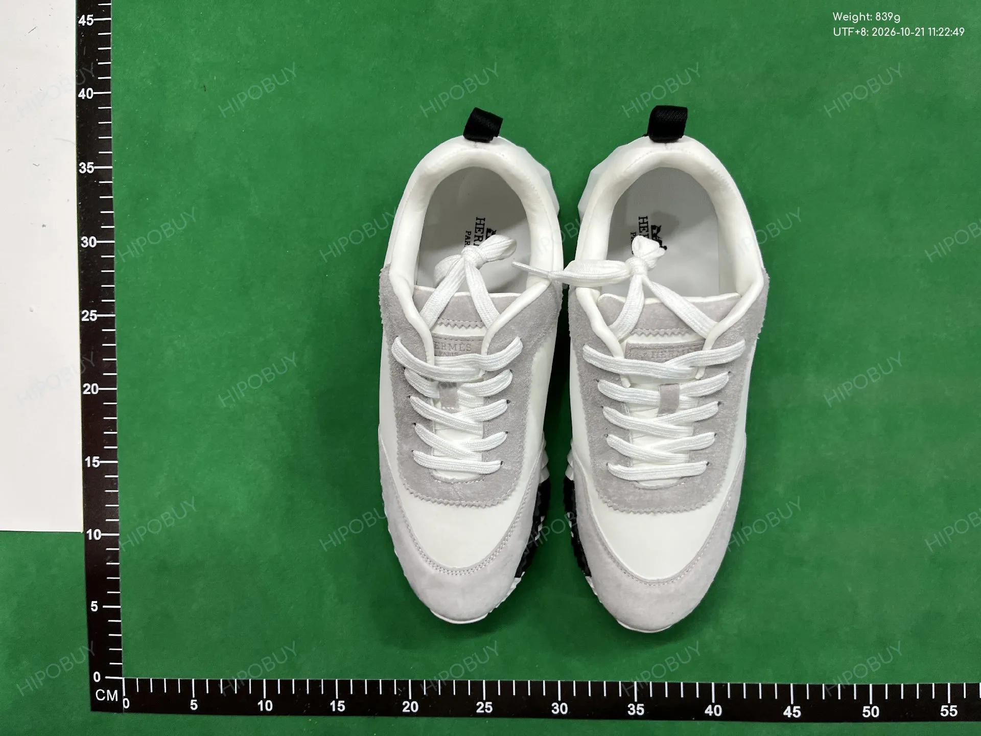 Foto QC 6 de Hermes Bouncing Technical Mesh Suede Sneakers White Grey