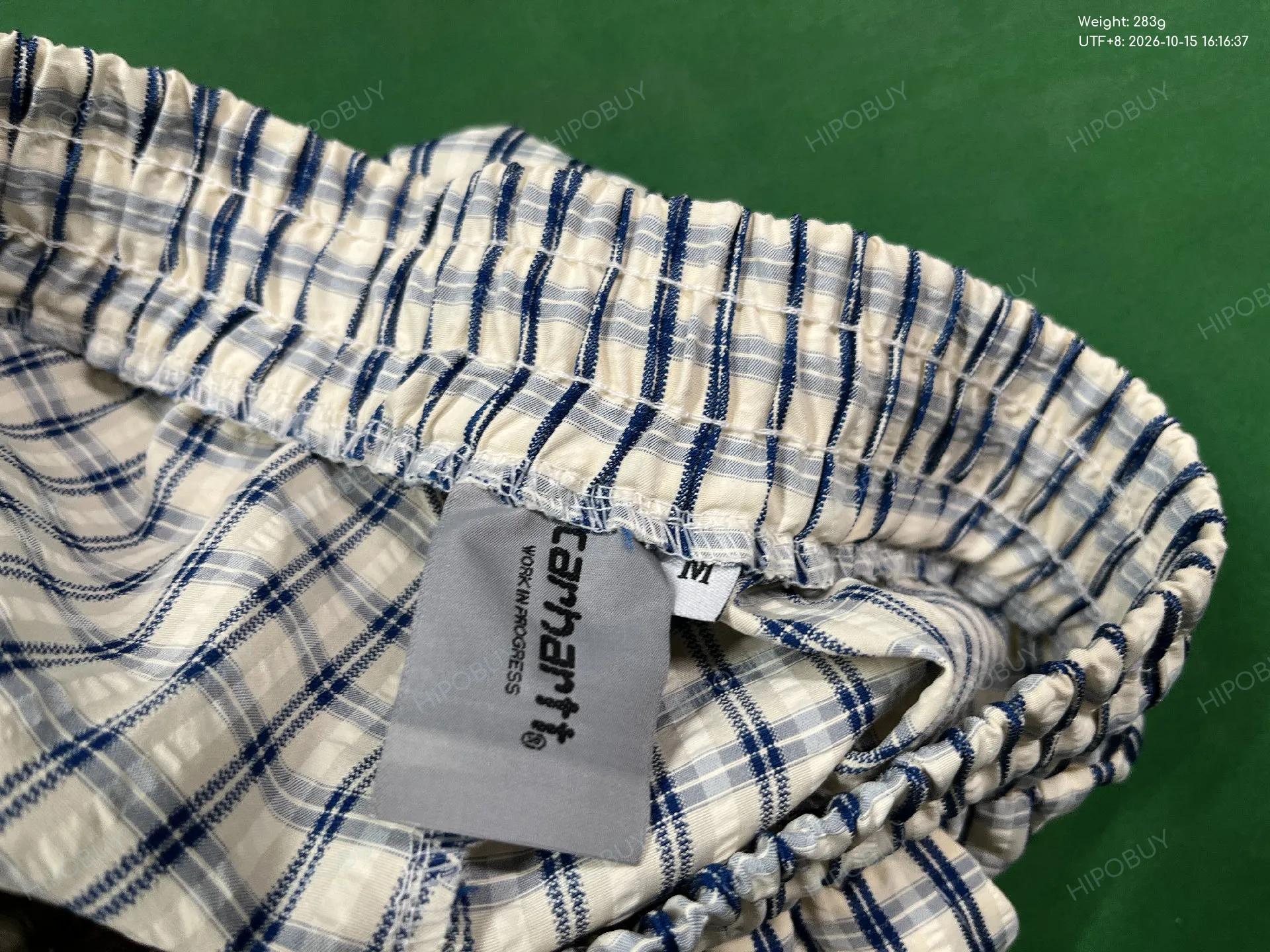 Foto QC 1 de Carhartt WIP Pants Seersucker Plaid Blue White