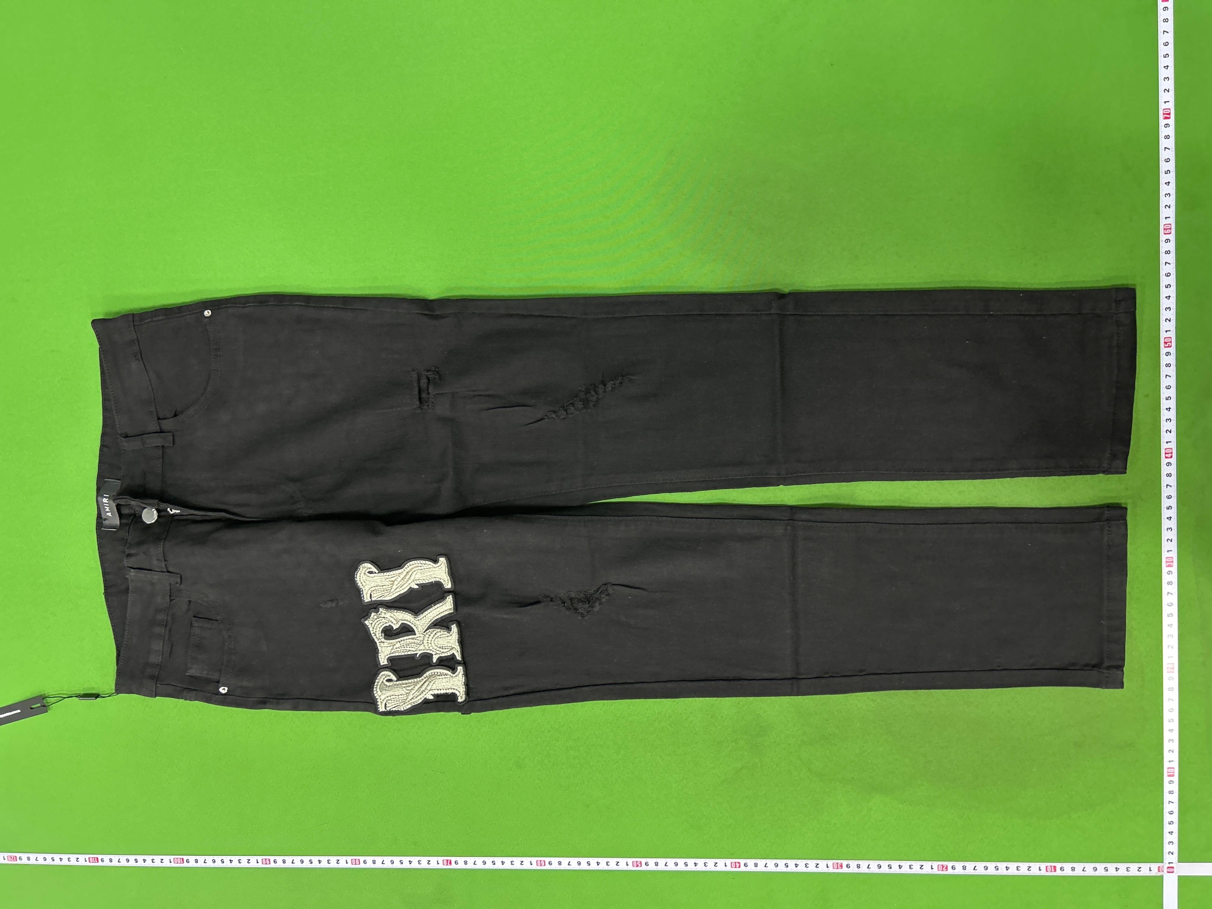 Foto QC 4 de Amiri Jeans Leather Stitch Logo Aged Black