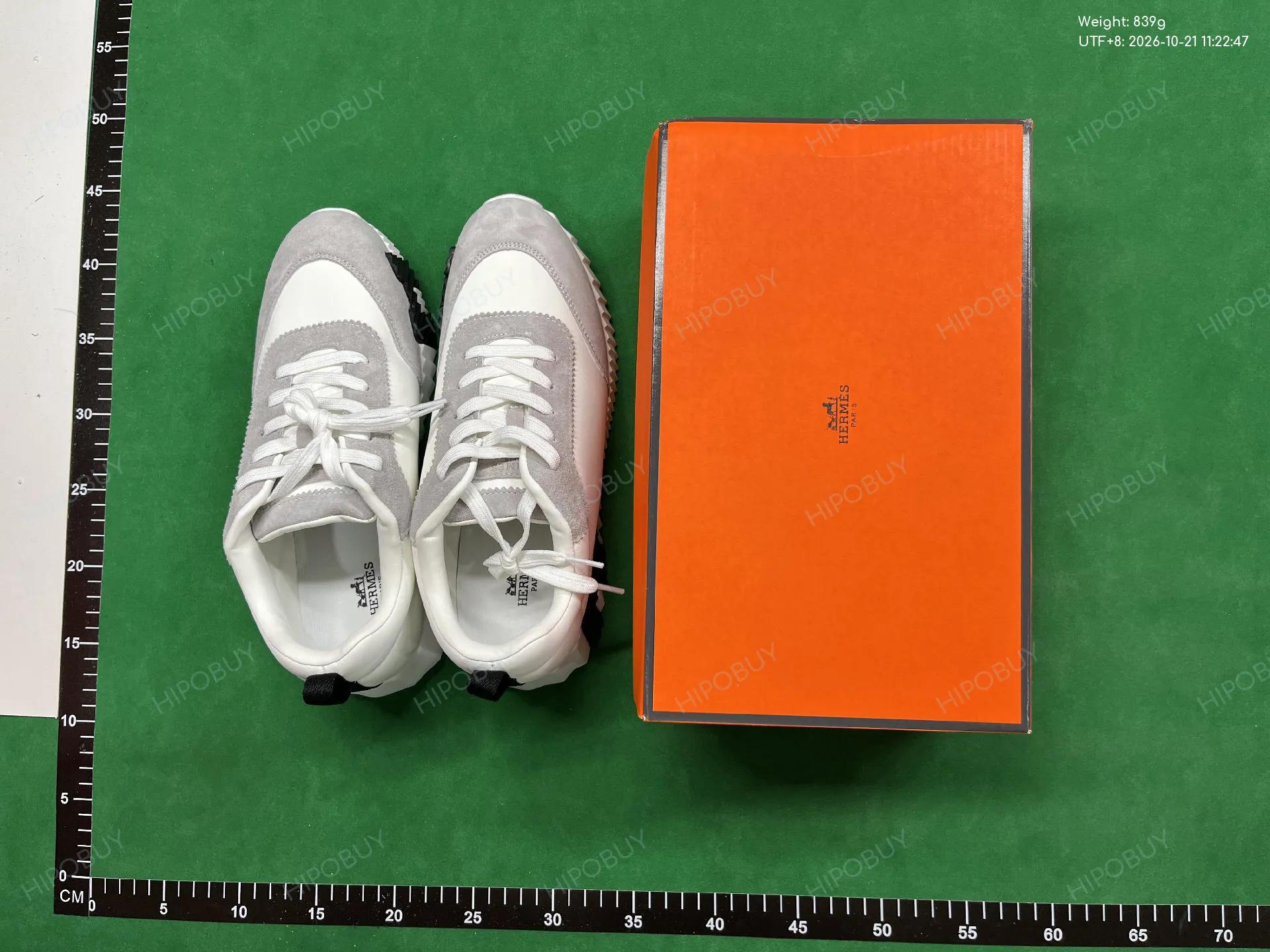 Foto QC 1 de Hermes Bouncing Technical Mesh Suede Sneakers White Grey