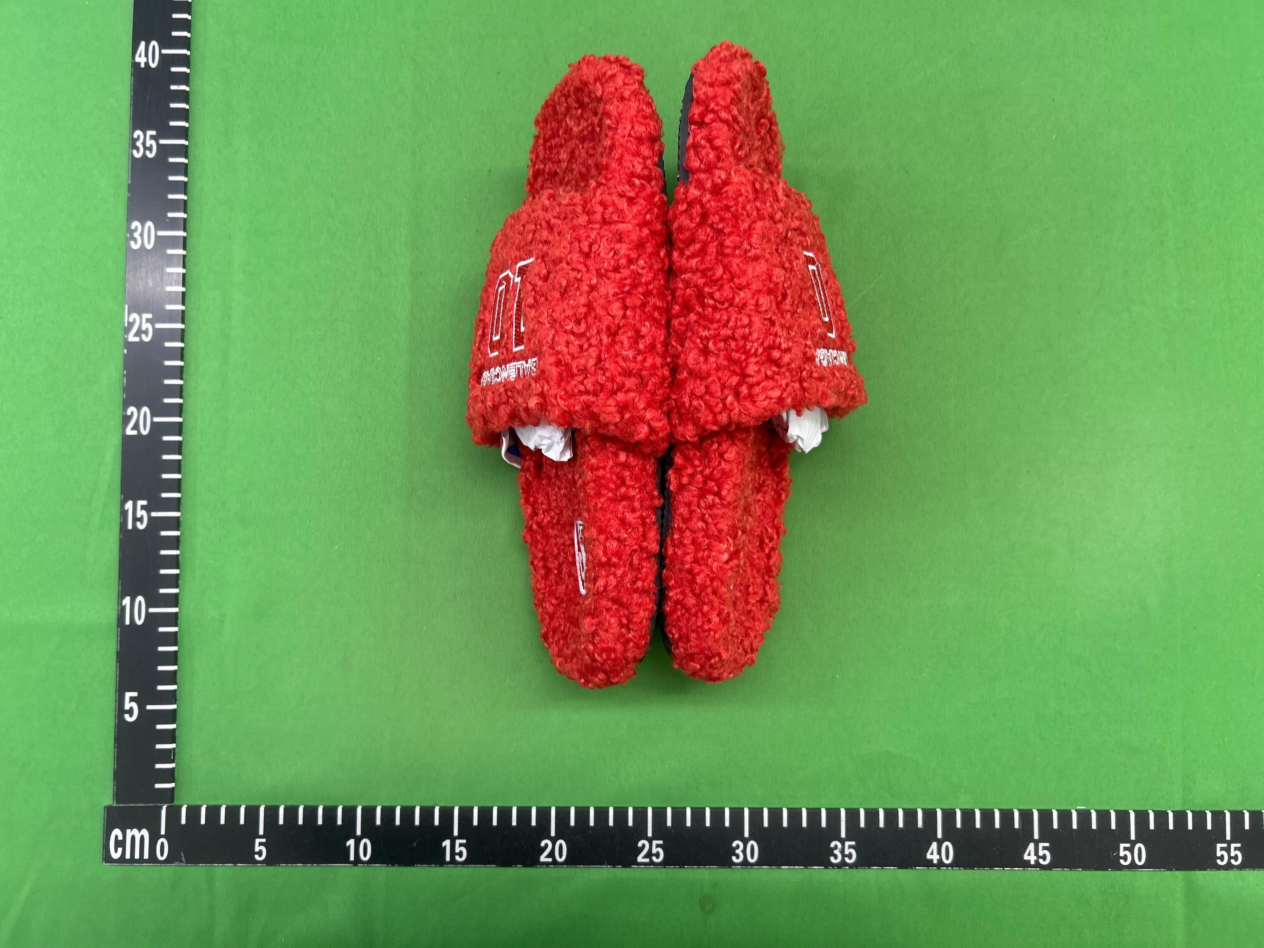 Foto QC 4 de Balenciaga Furry Slide Faux Shearling Political Campaign Red
