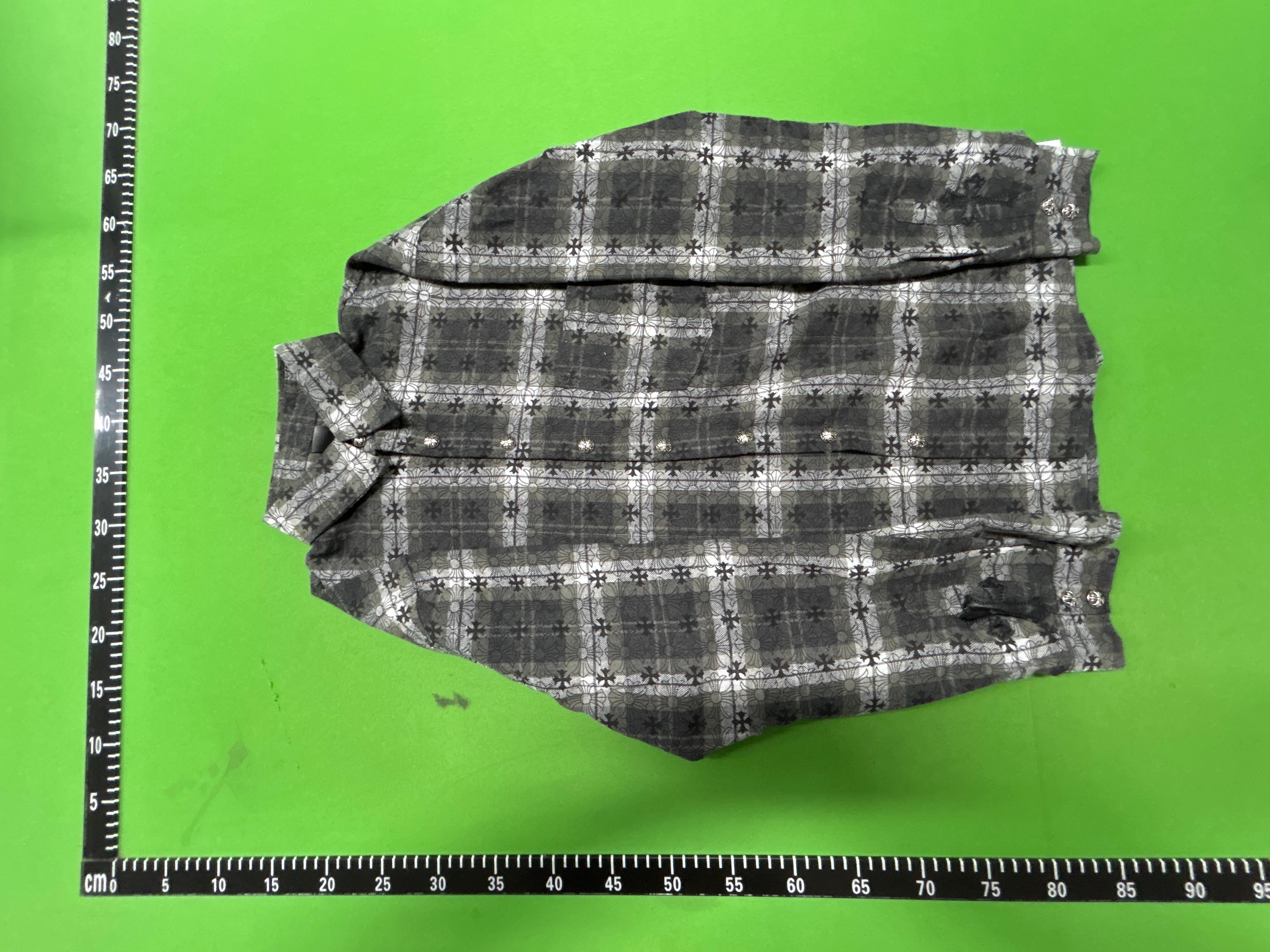Foto QC 3 de Chrome Hearts Shirt Leather Cross Patch Plaid Red
