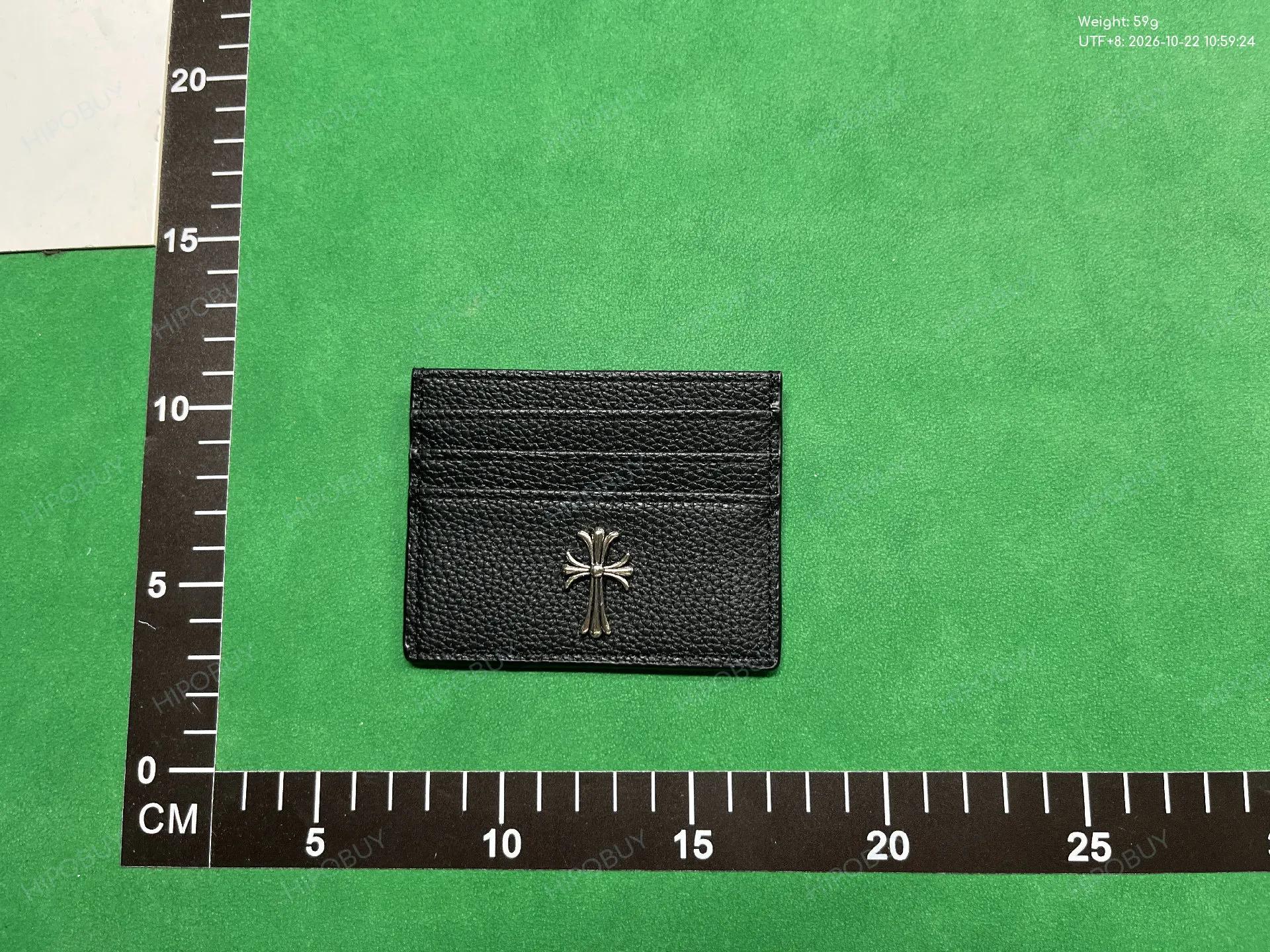Foto QC 5 de Chrome Hearts Scroll Label Card Case Leather Black