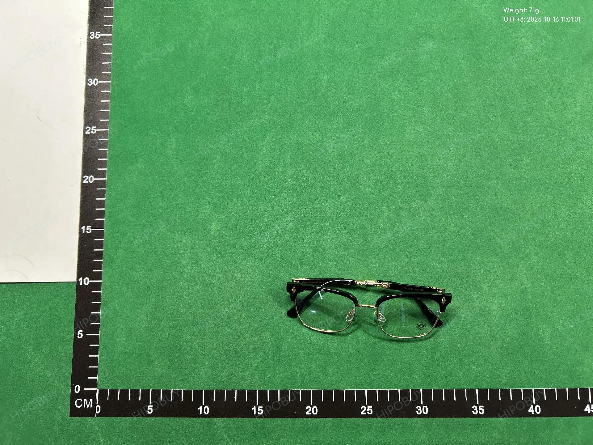 Foto QC 1 de Chrome Hearts Browline Rectangle Acetate Metal Eyeglasses Black Silver Clear (2275)