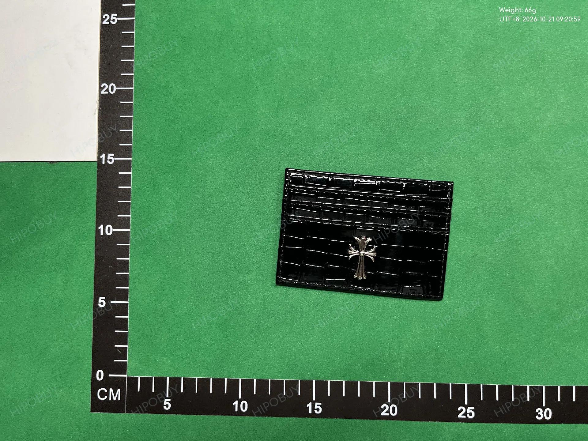 Foto QC 8 de Chrome Hearts Scroll Label Card Case Leather Black
