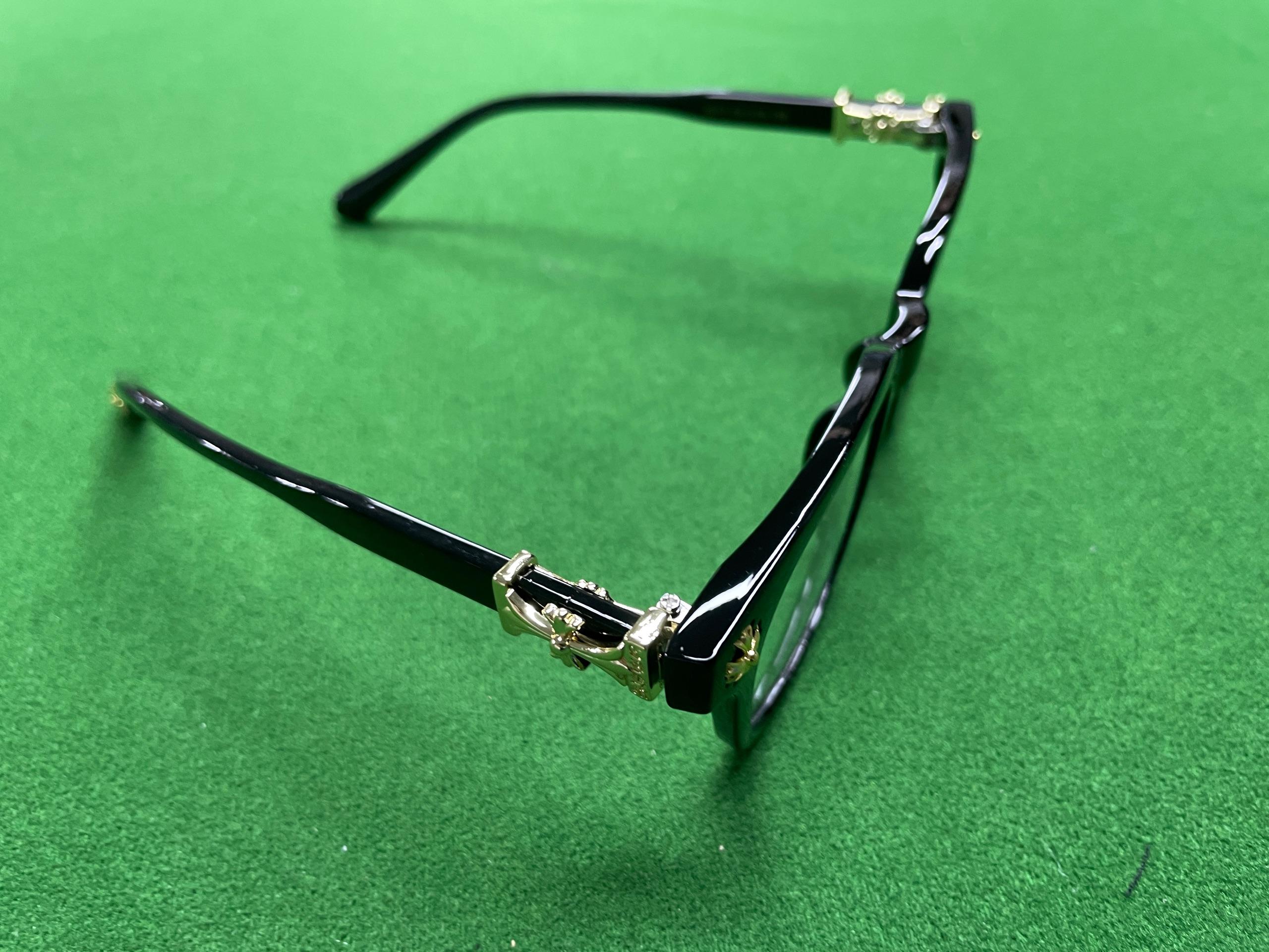 Foto QC 2 de Chrome Hearts Square-Frame Acetate Eyeglasses Black Gold