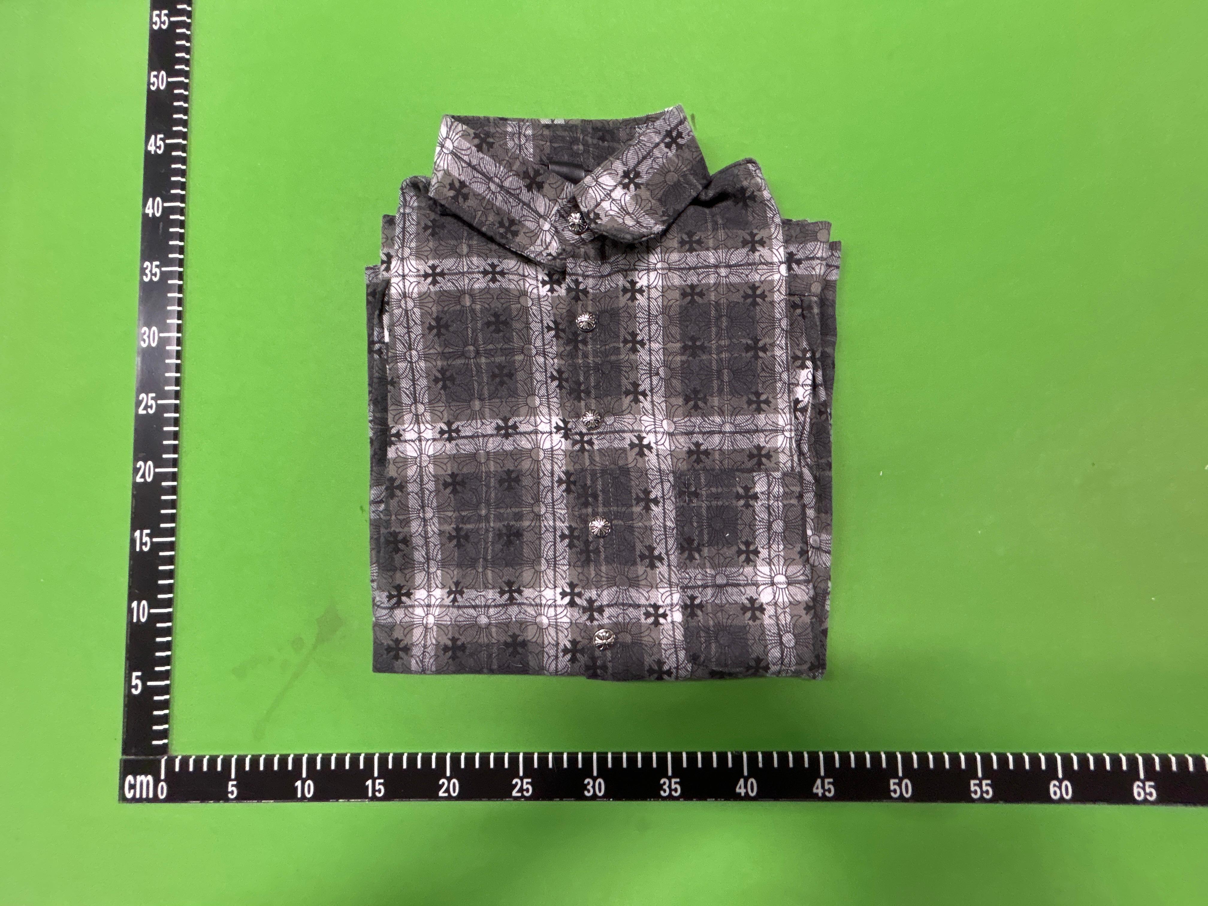 Foto QC 2 de Chrome Hearts Shirt Leather Cross Patch Plaid Red