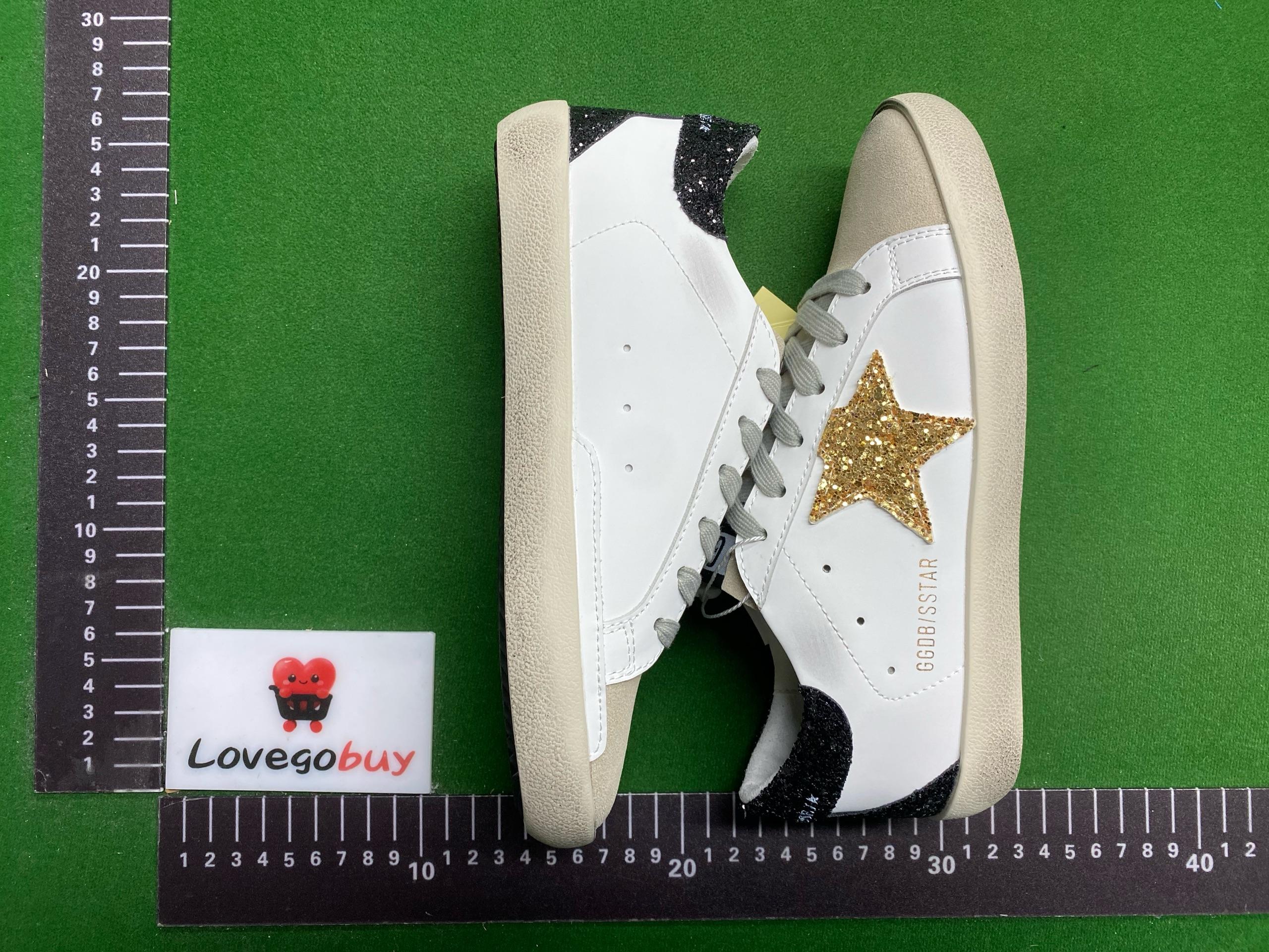 Foto QC 6 de Golden Goose Superstar Low White Gold Glitter Star Black Glitter Heel