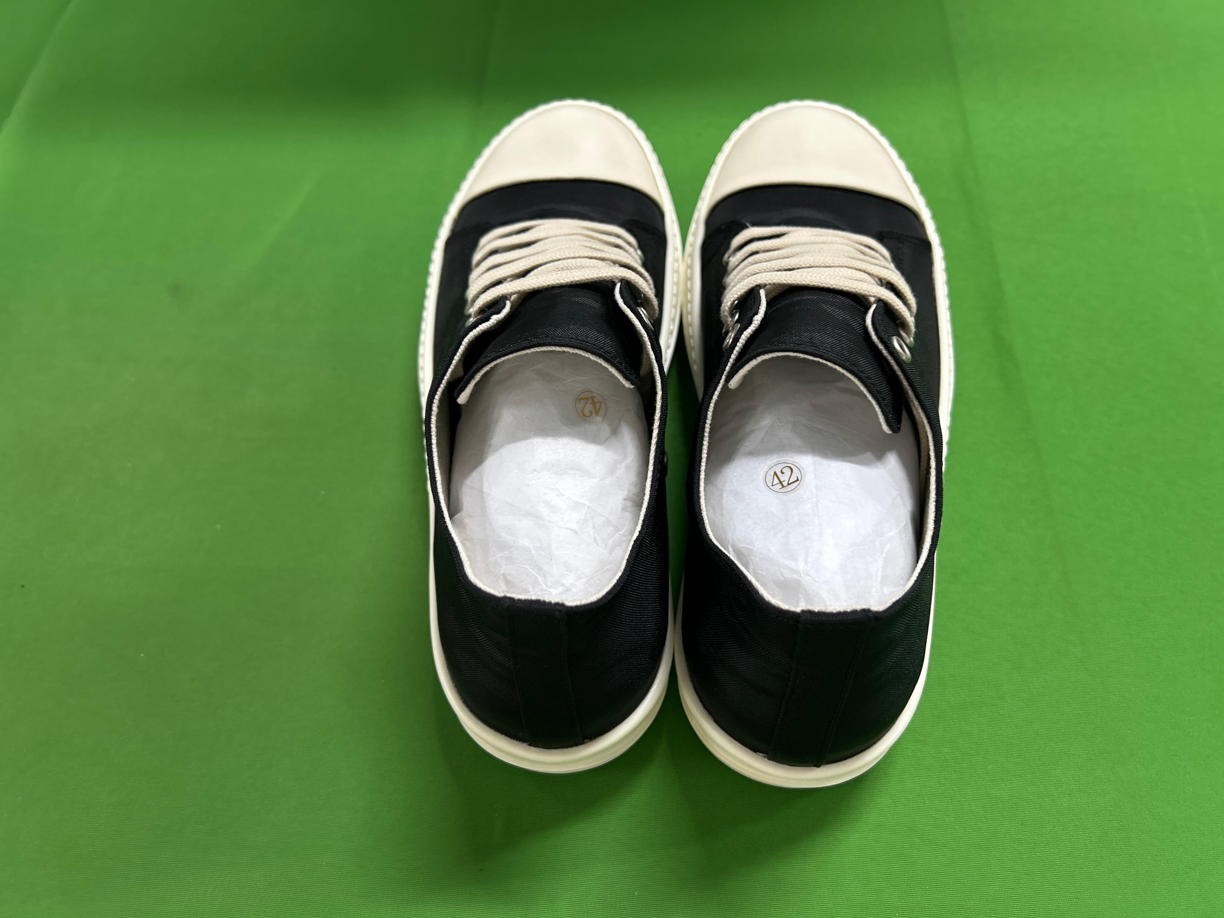 Foto QC 3 de Rick Owens Vintage Sneaks Leather Low Black Milk RU01D3897 LBKLCO