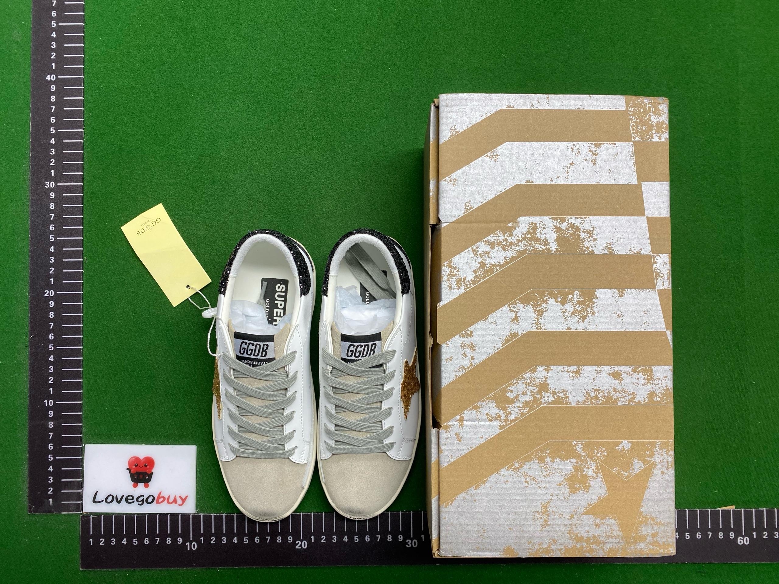 Foto QC 8 de Golden Goose Superstar Low White Gold Glitter Star Black Glitter Heel