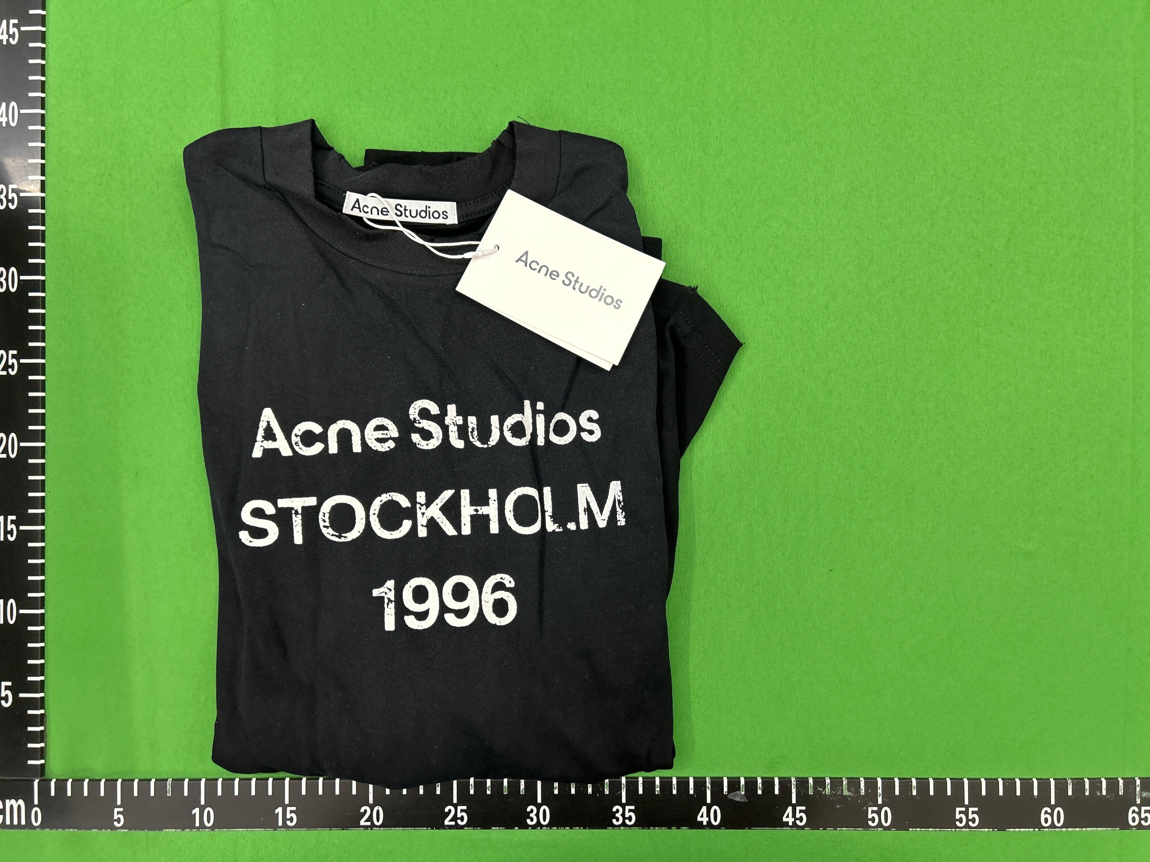 Foto QC 1 de Acne Studios Shirt Distressed Washed Paint Splatter Logo Blue