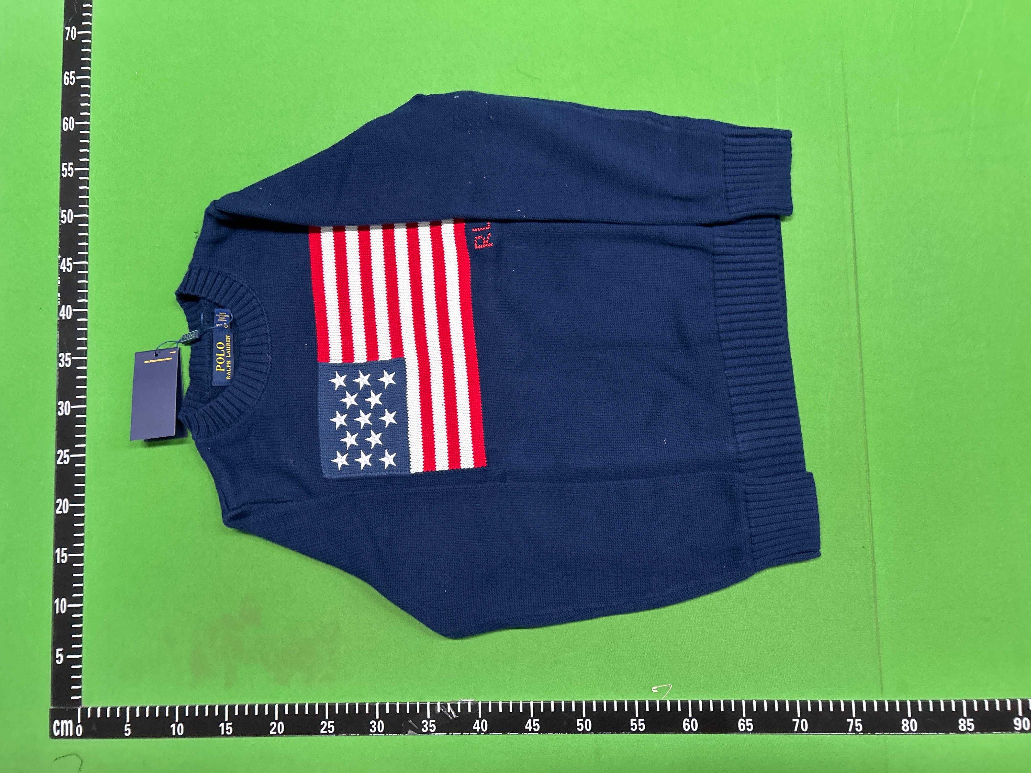 Foto QC 3 de Polo Ralph Lauren Iconic Crewneck Sweater American Flag Cotton Cream