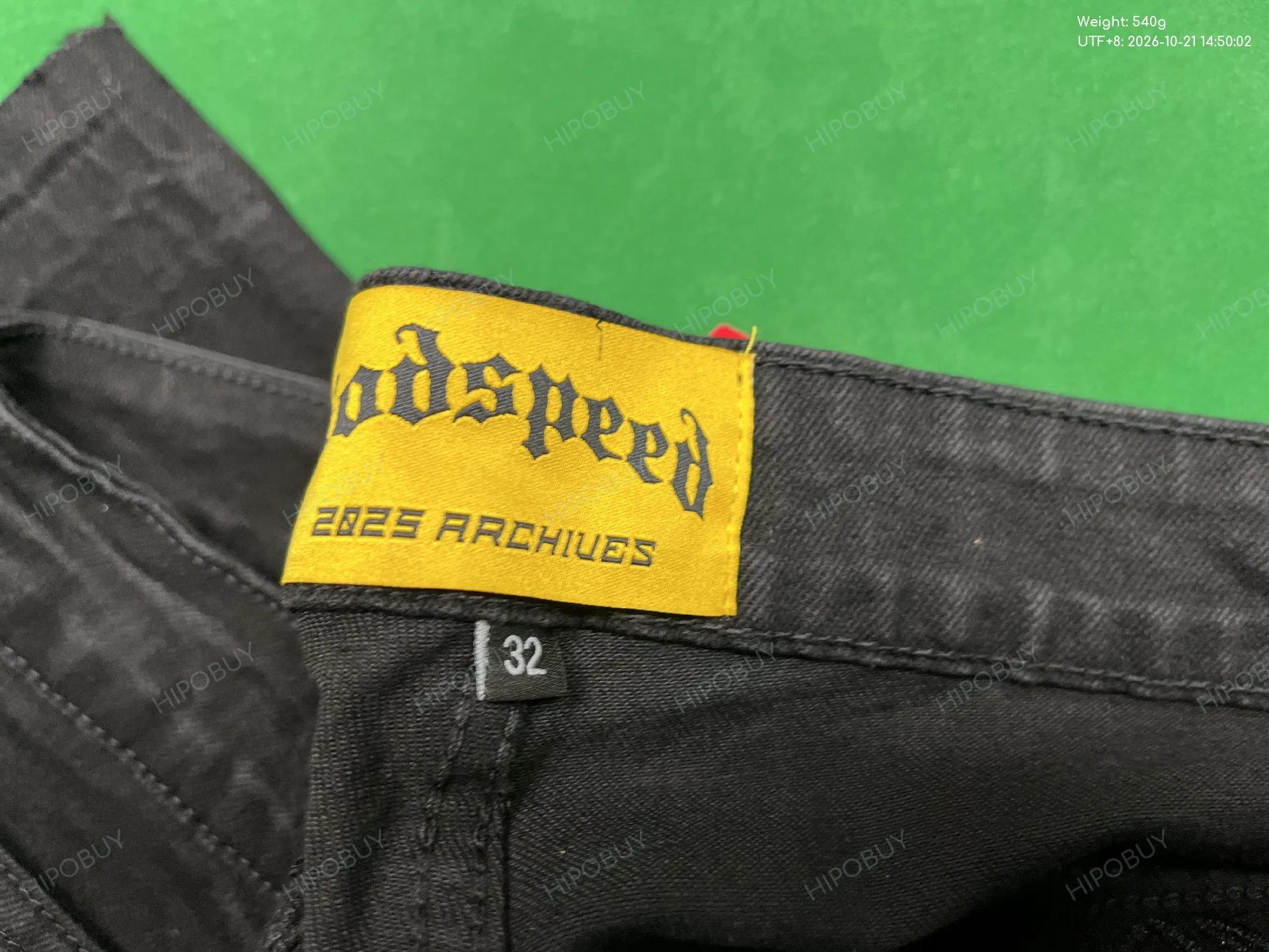 Foto QC 1 de Godspeed Denim Shorts Letter Logo Patchwork Black