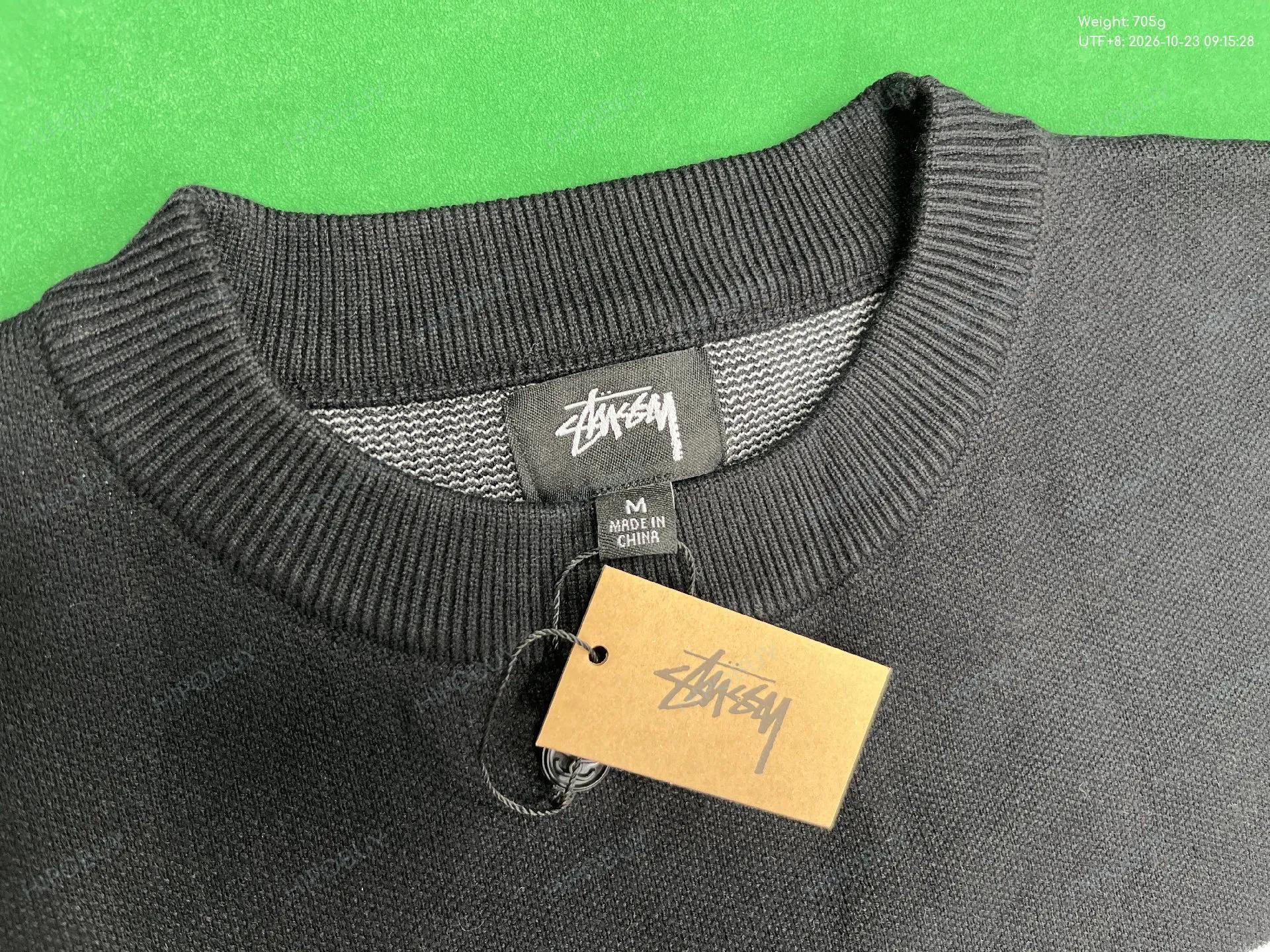 Foto QC 5 de Stussy Big Stock Logo Crewneck Sweater Knit Navy