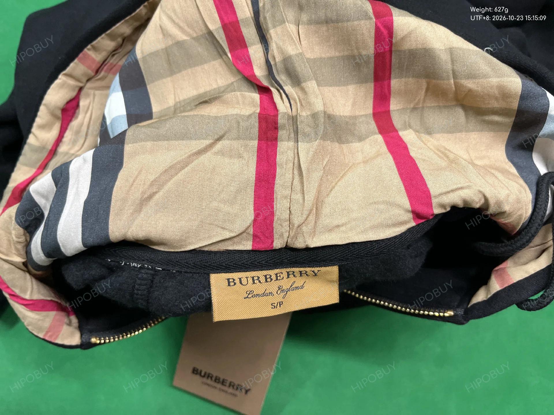Foto QC 1 de Burberry Zip Sweater Vintage Check Hood Lining Black