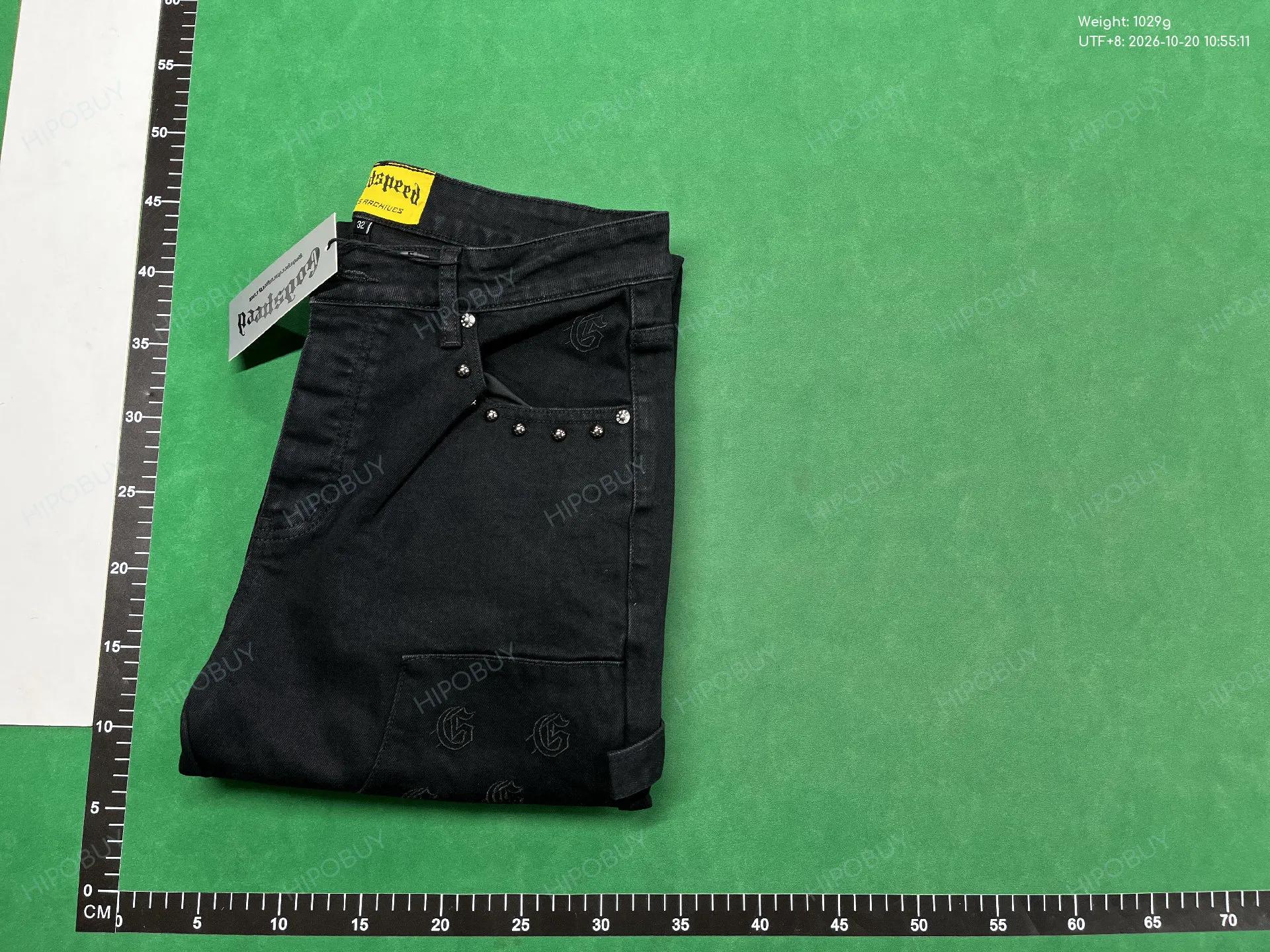 Foto QC 8 de Godspeed Denim Shorts Letter Logo Patchwork Black