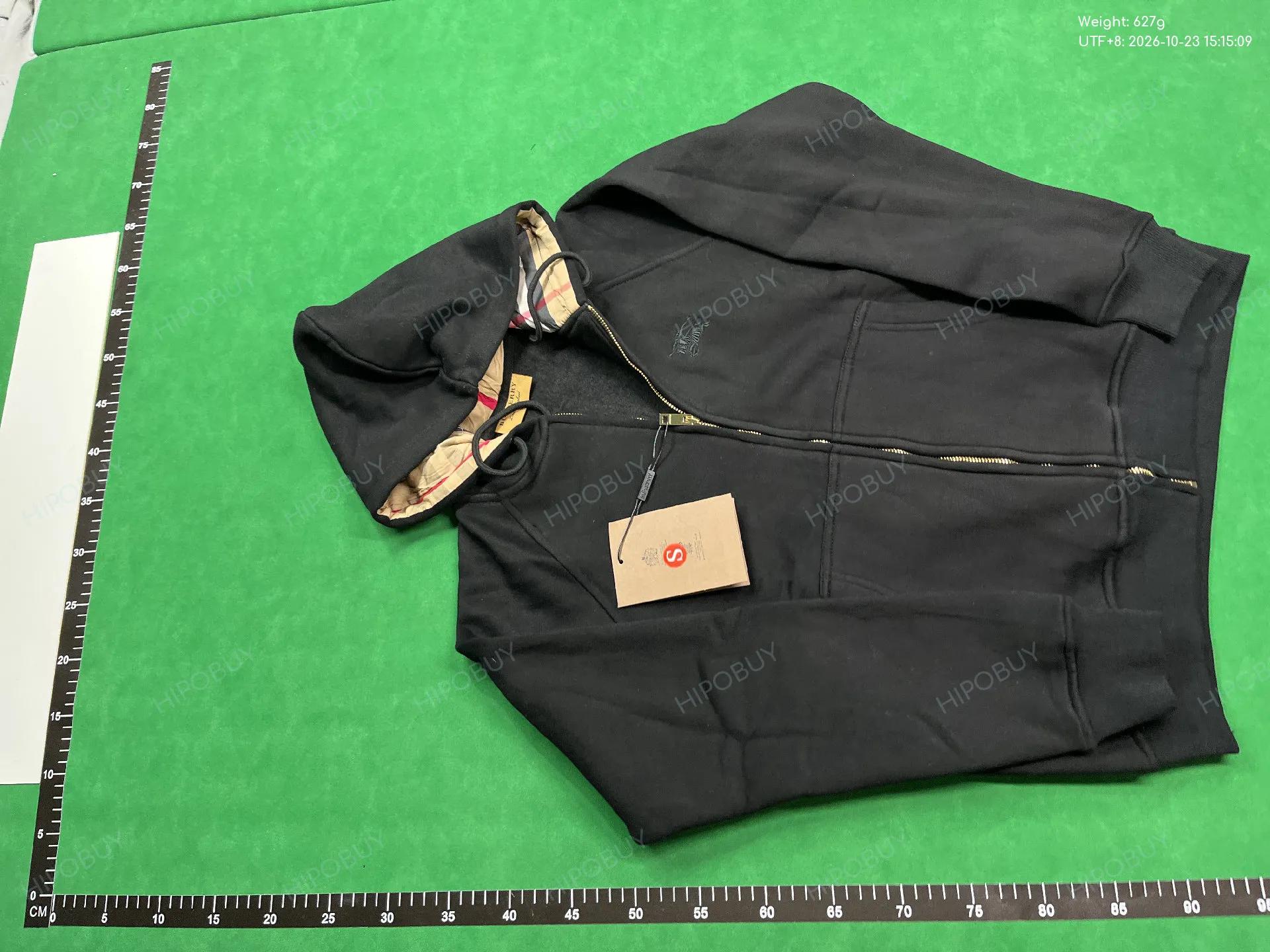 Foto QC 2 de Burberry Zip Sweater Vintage Check Hood Lining Black