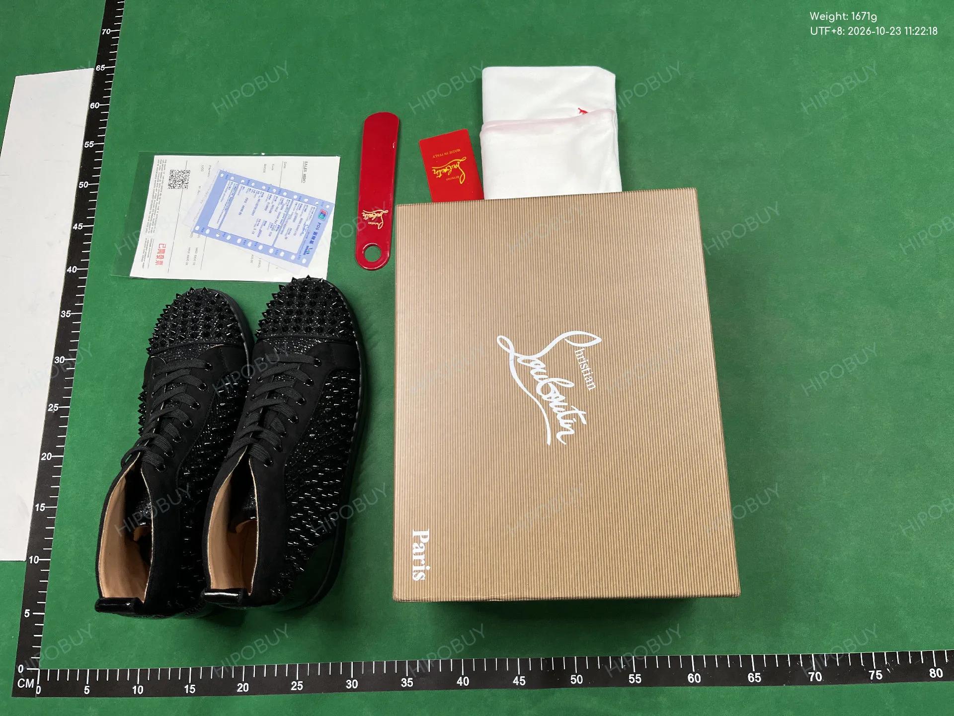 Foto QC 1 de Christian Louboutin Louis Leather High-Top Sneakers White