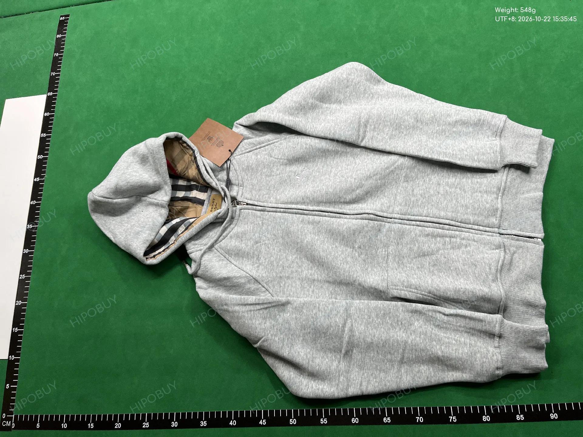 Foto QC 6 de Burberry Zip Sweater Vintage Check Hood Lining Black
