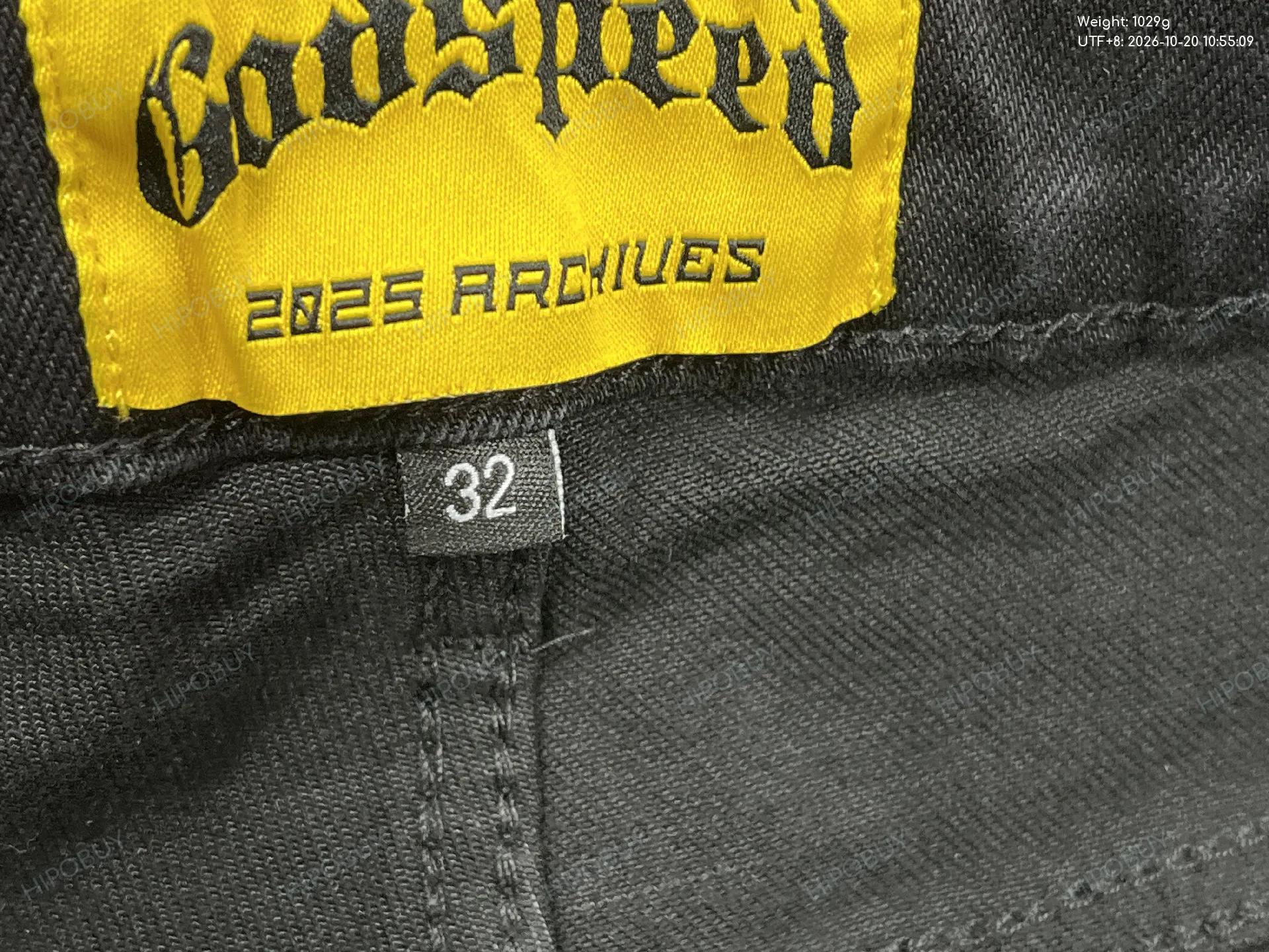 Foto QC 5 de Godspeed Denim Shorts Letter Logo Patchwork Black