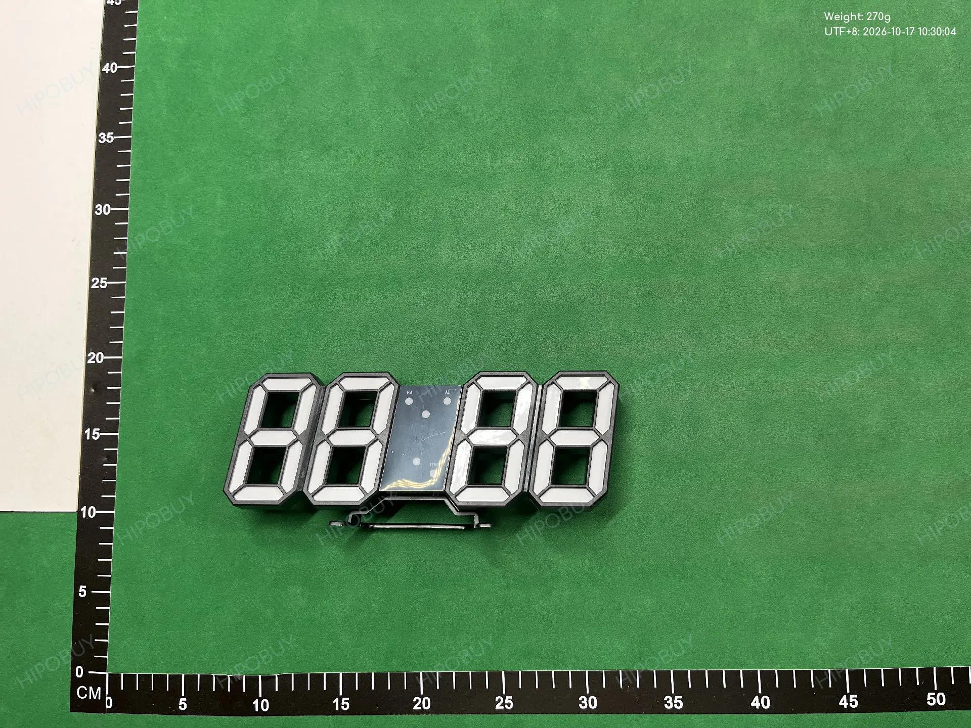Foto QC 4 de Other 3D LED Digital Wall Clock (US Plug) Black/White