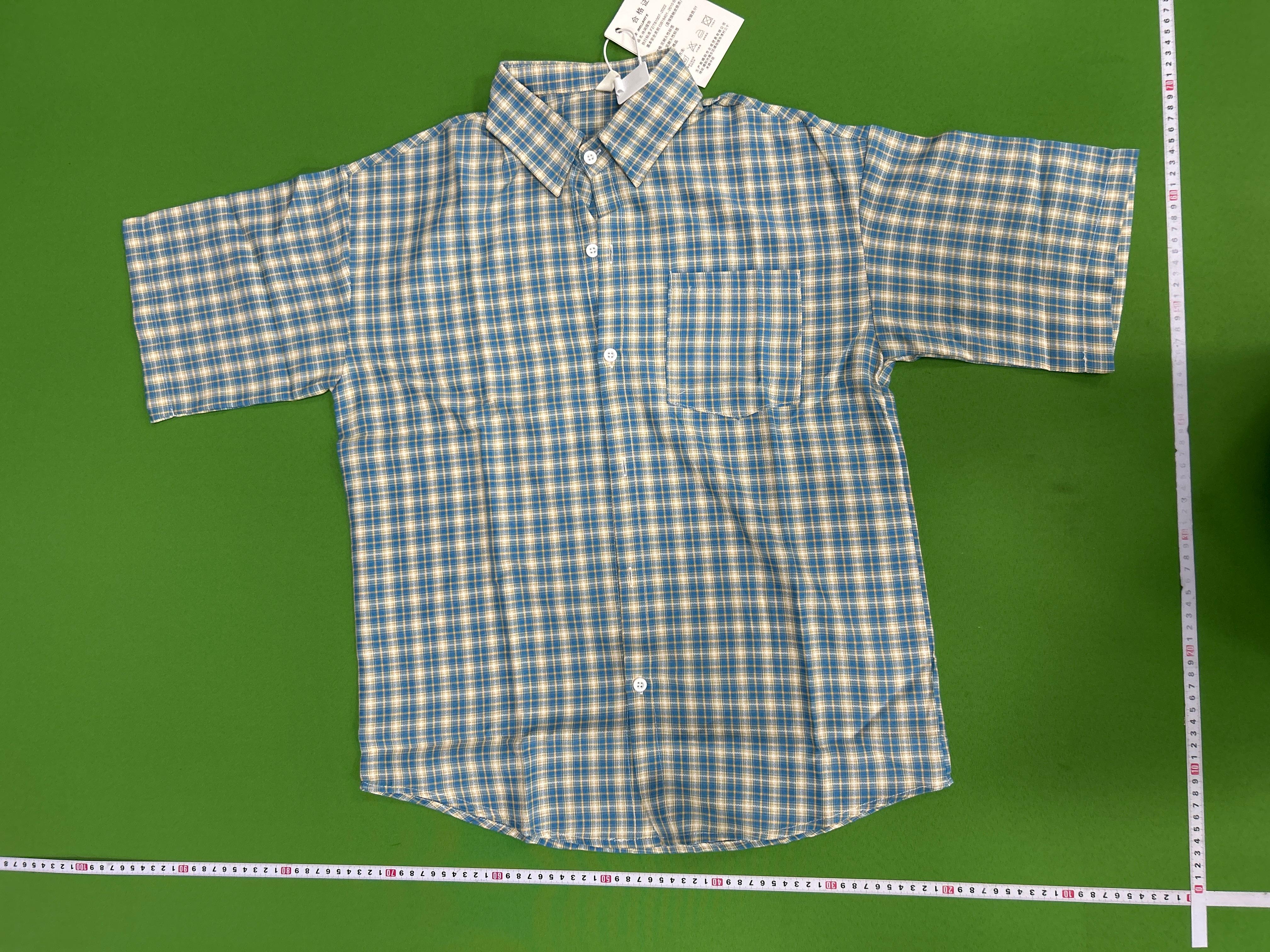 Foto QC 6 de Unbranded Shirt Vintage Plaid Short-Sleeve Blue