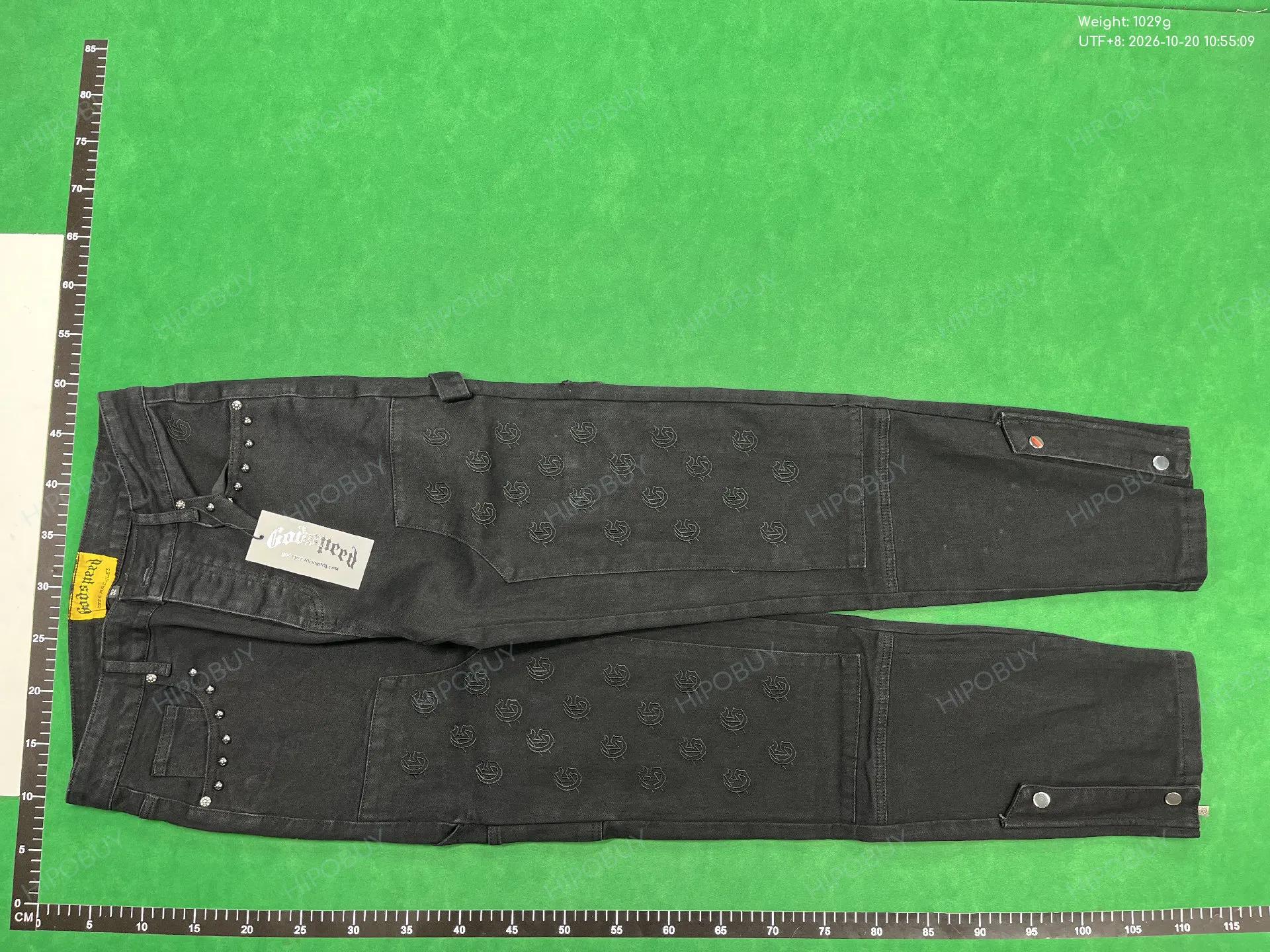 Foto QC 6 de Godspeed Denim Shorts Letter Logo Patchwork Black
