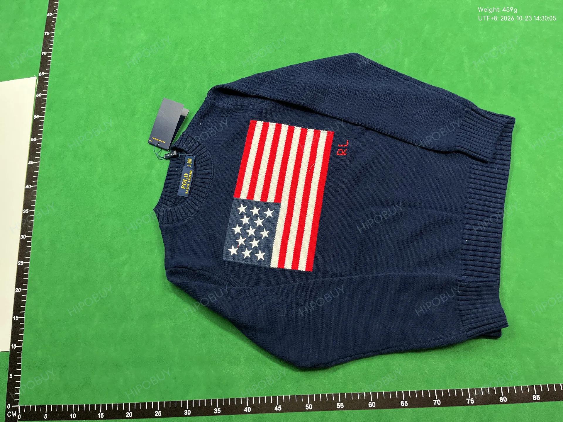 Foto QC 6 de Polo Ralph Lauren Iconic Crewneck Sweater American Flag Cotton Cream