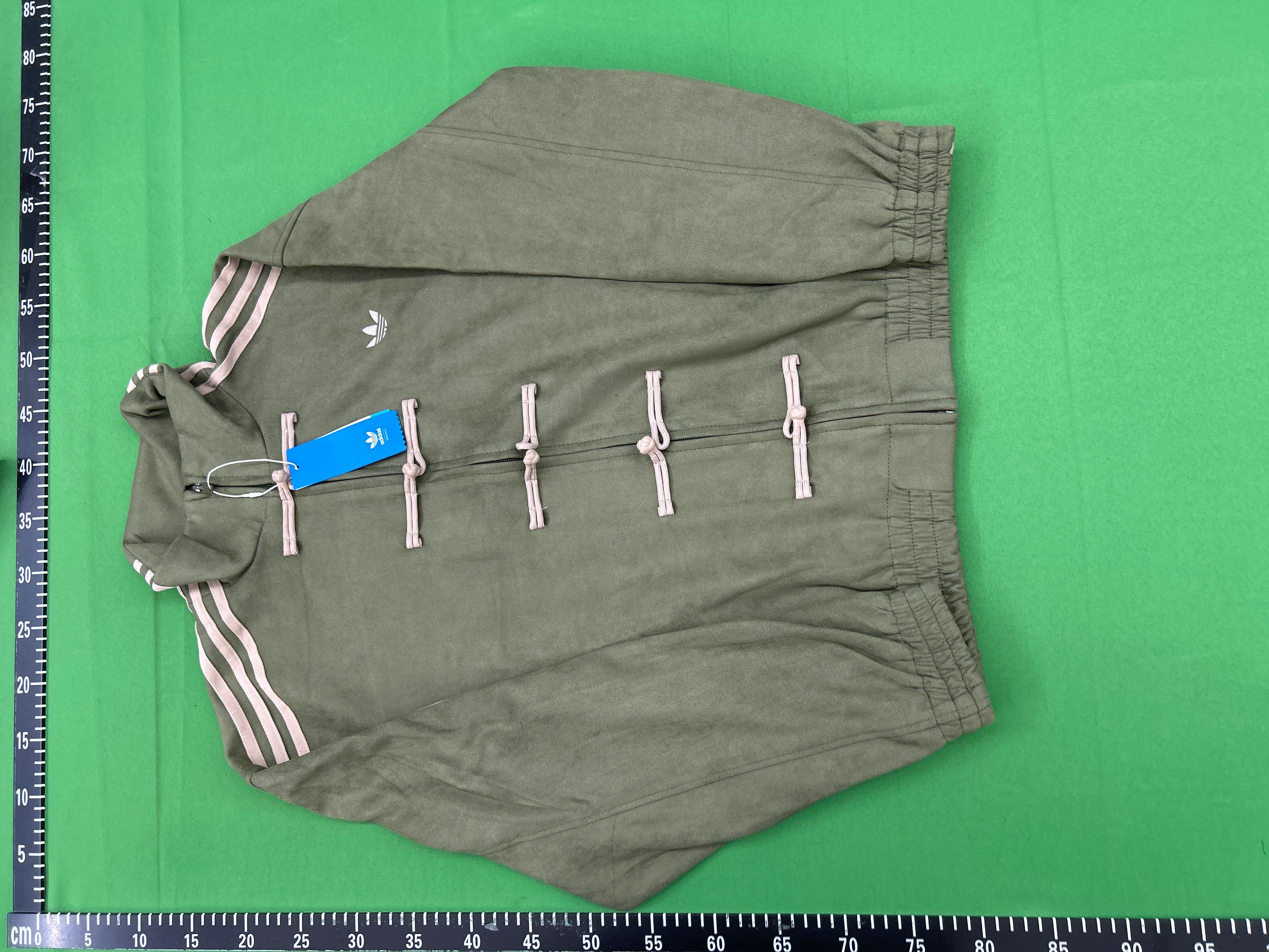 Foto QC 7 de Generic Neo-Chinese Suede Striped Stand Collar Frog Button Jacket Green