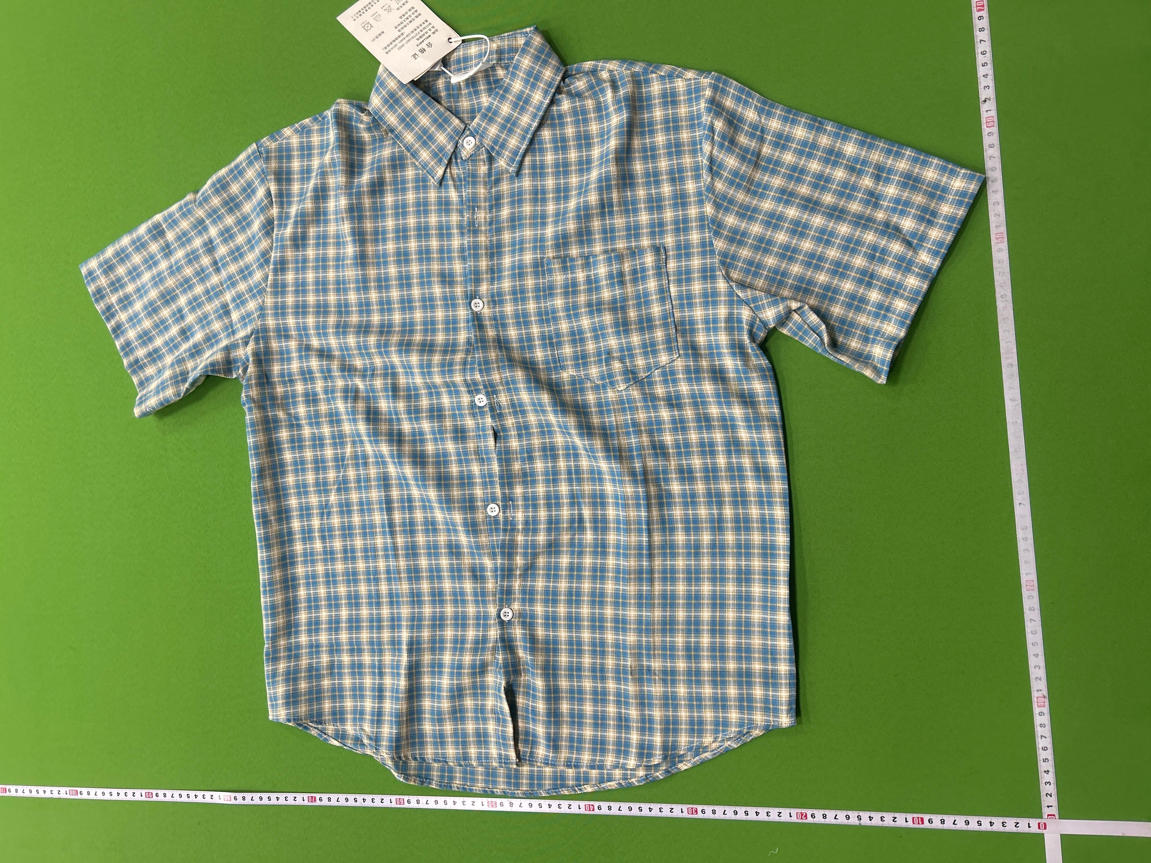 Foto QC 3 de Unbranded Shirt Vintage Plaid Short-Sleeve Blue