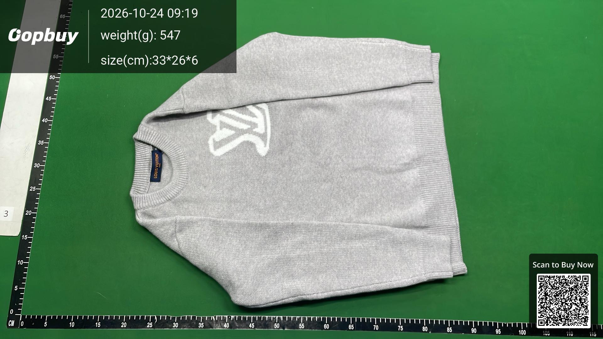 Foto QC 2 de Louis Vuitton Crewneck Sweater LV Logo Knit Grey