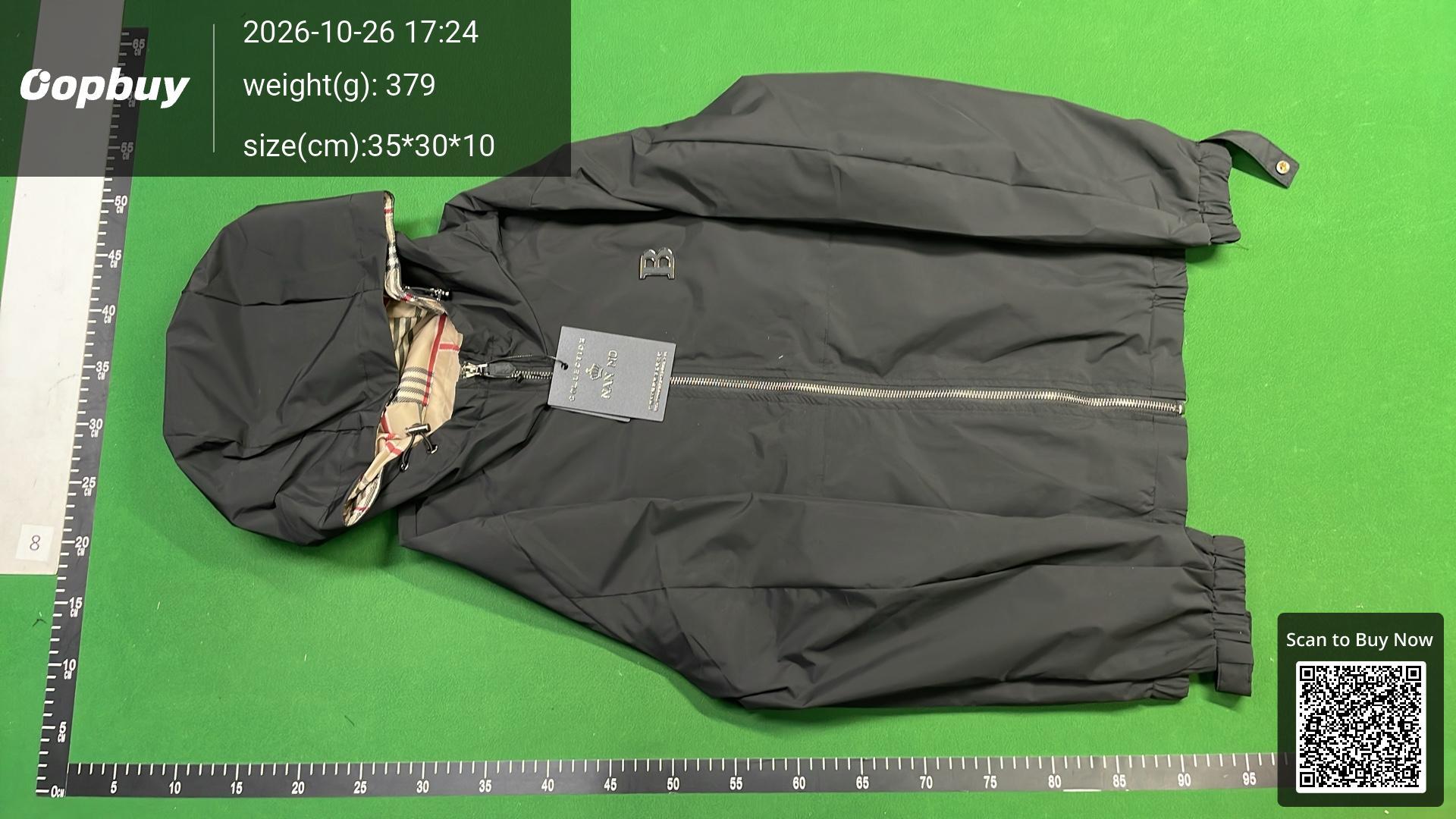 Foto QC 6 de Burberry Hooded Jacket Vintage Check Trim Black