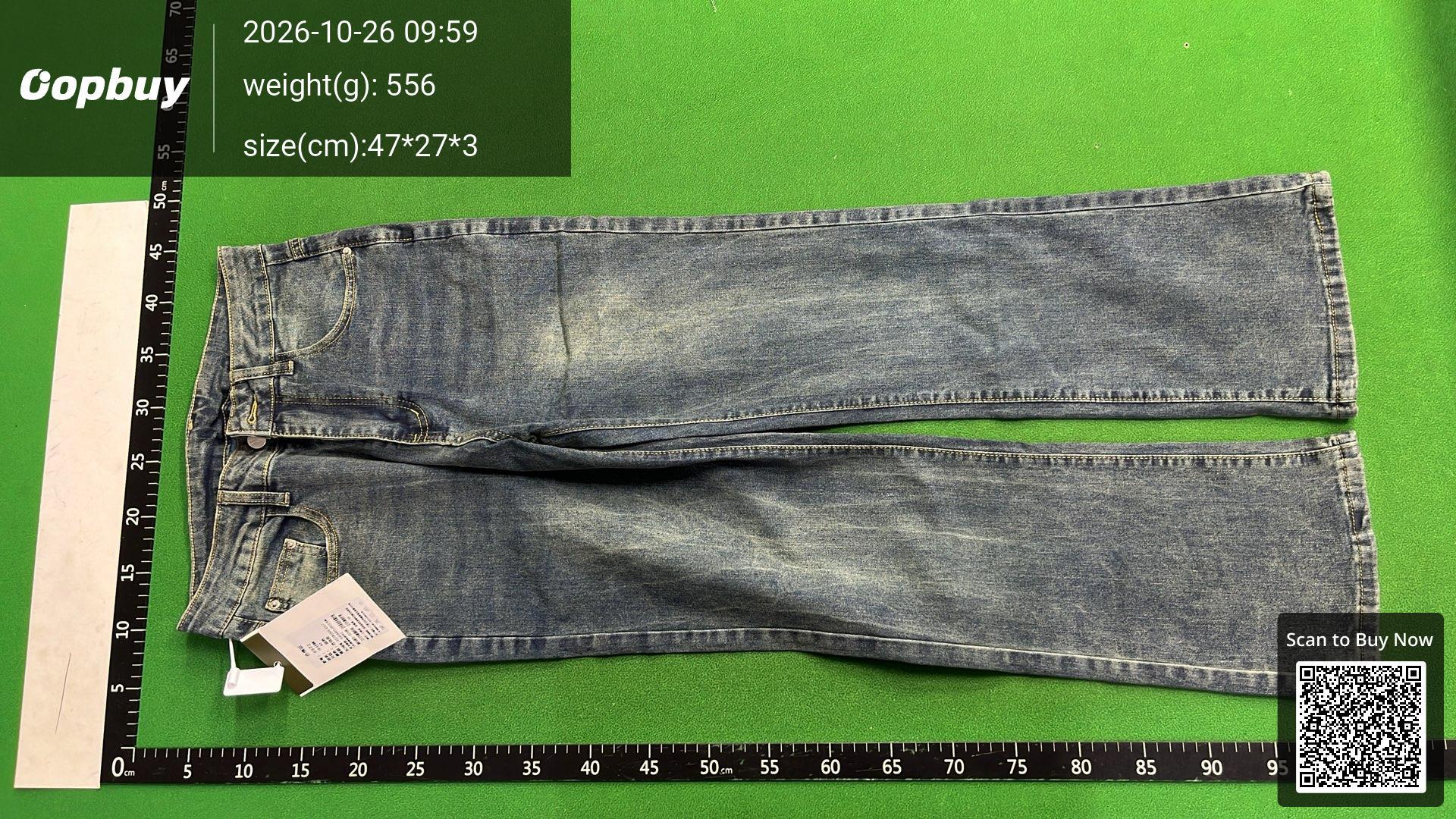 Foto QC 5 de AMBSOM Jeans Loose Fit Okayama Bamboo Slub Sunset Gradient Wash Distressed Bootcut Sunset Blue