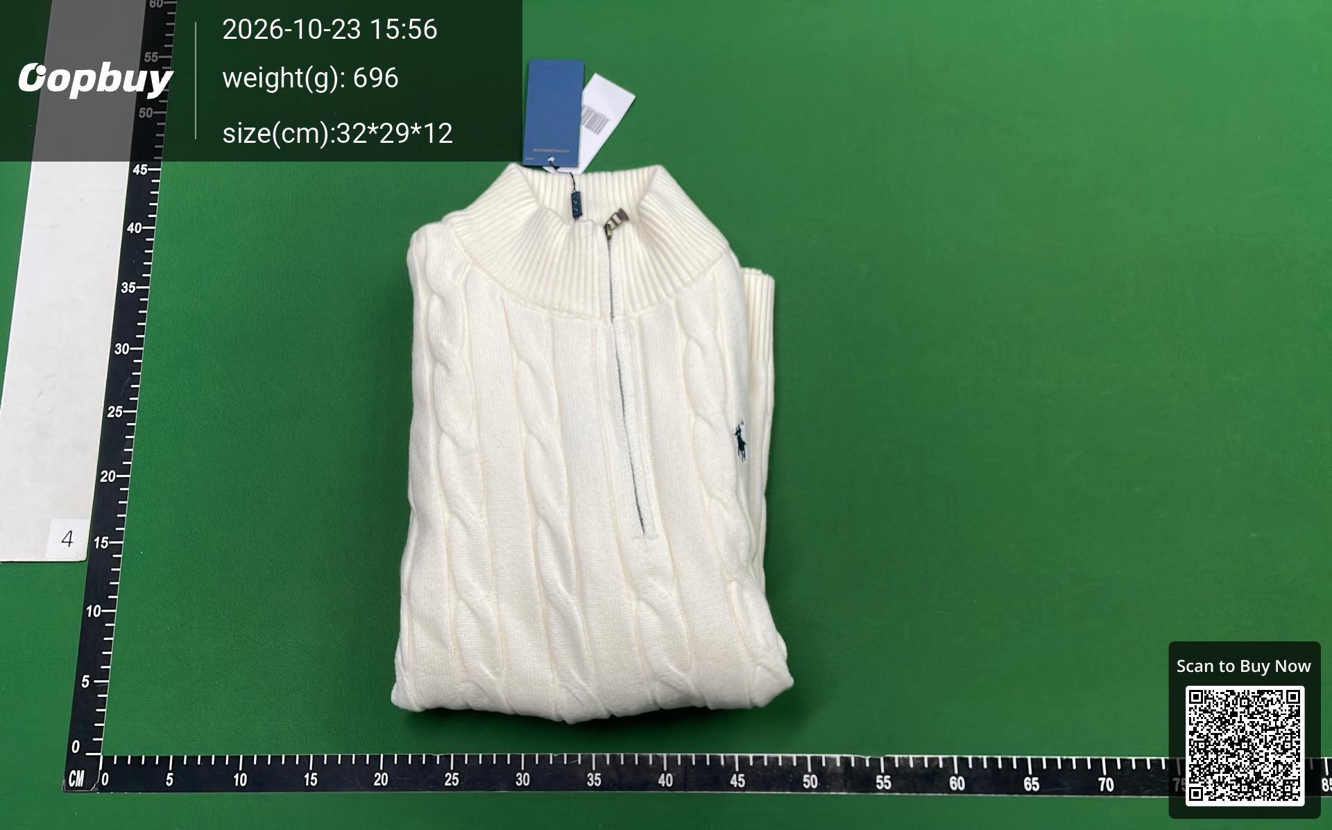 Foto QC 4 de Polo Ralph Lauren Cable Knit Zip Sweater White