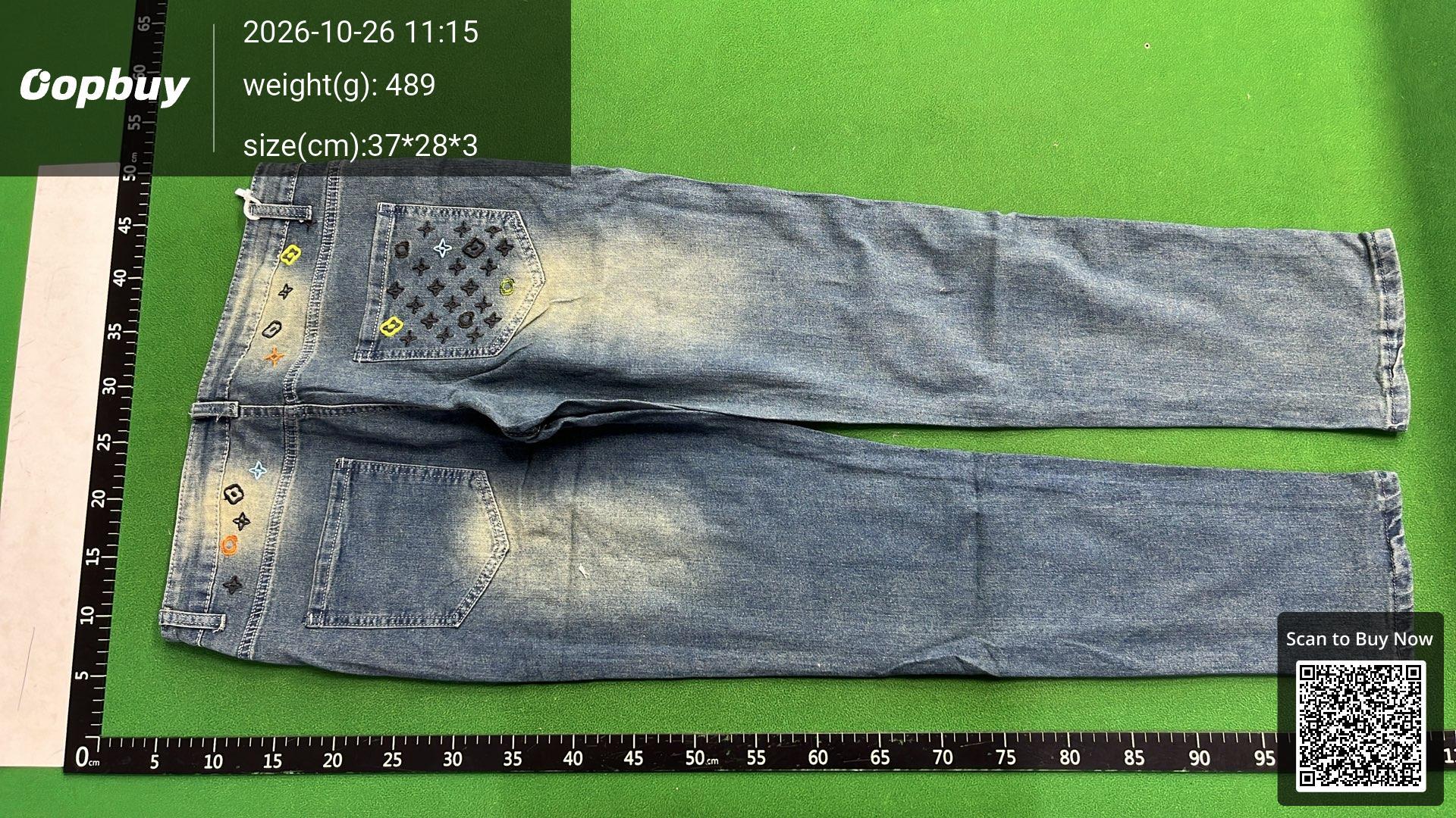 Foto QC 3 de Louis Vuitton Jeans Monogram Embroidery Slim Blue